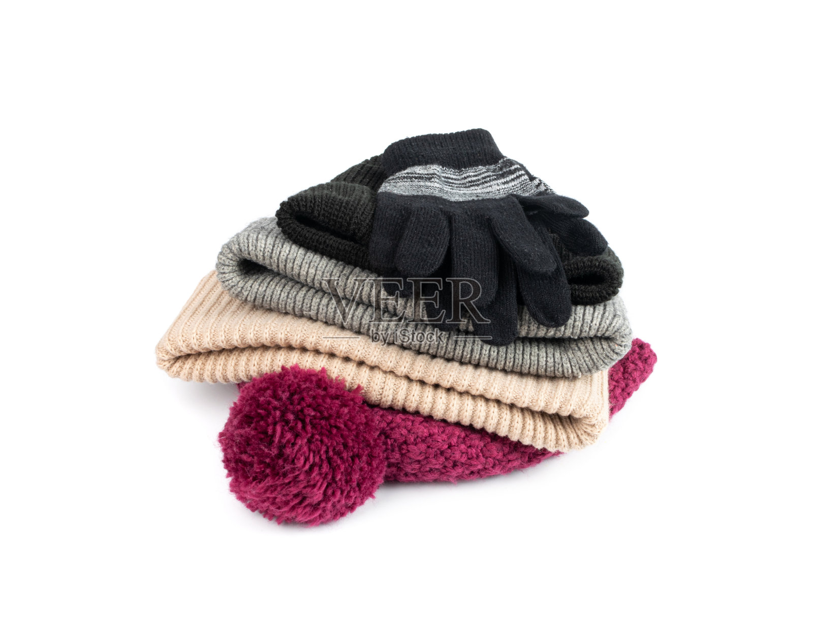 冬帽孤立，针织帽，白色背景米色冬帽照片摄影图片