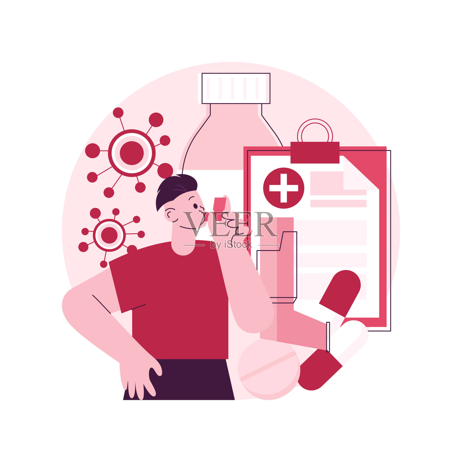 支气管哮喘治疗抽象概念向量插图。插画图片素材