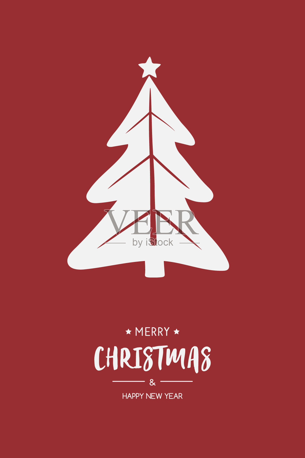 摘圣诞树带着祝福。圣诞贺卡。向量插画图片素材