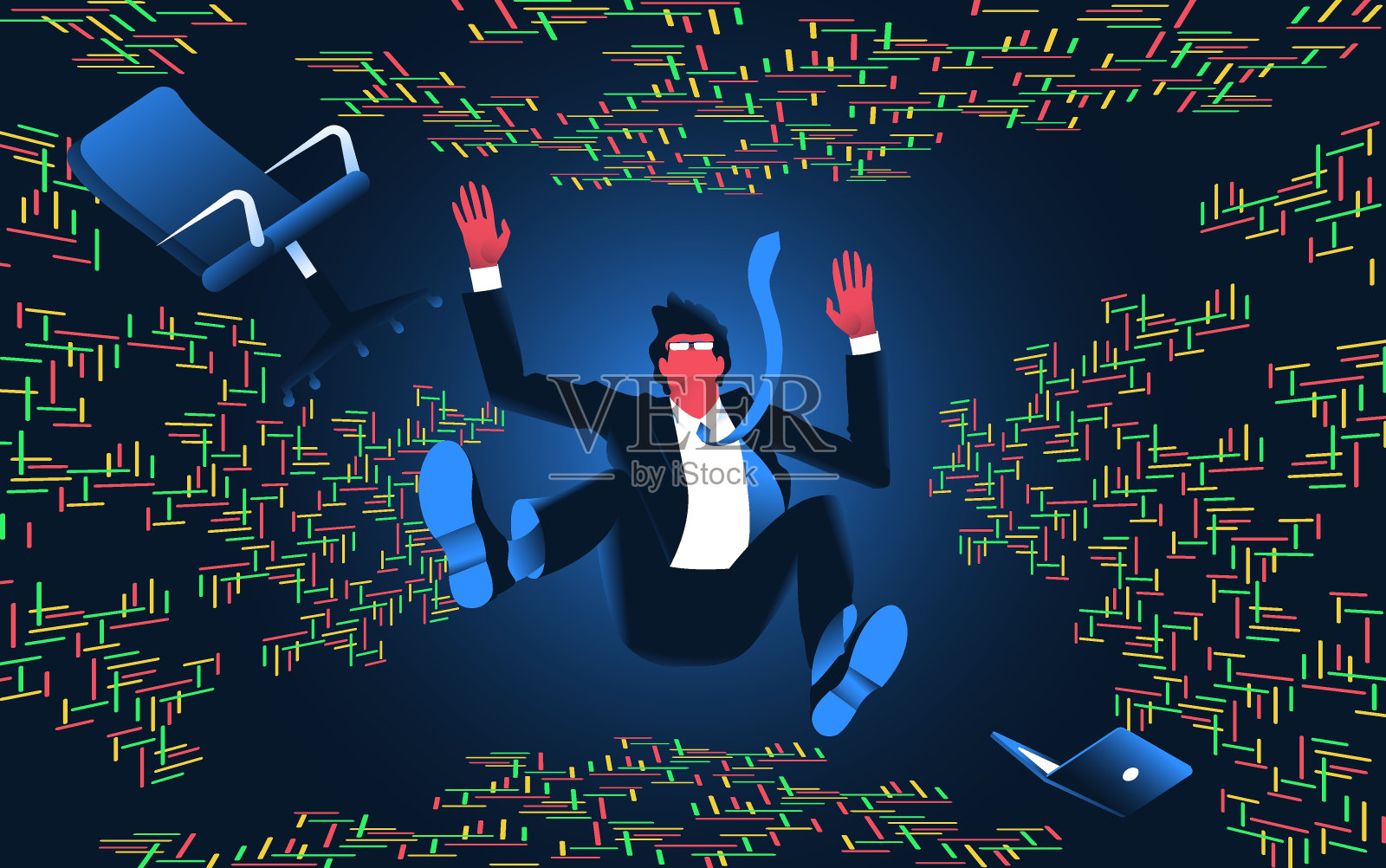 员工掉进数字洞矢量图插画图片素材