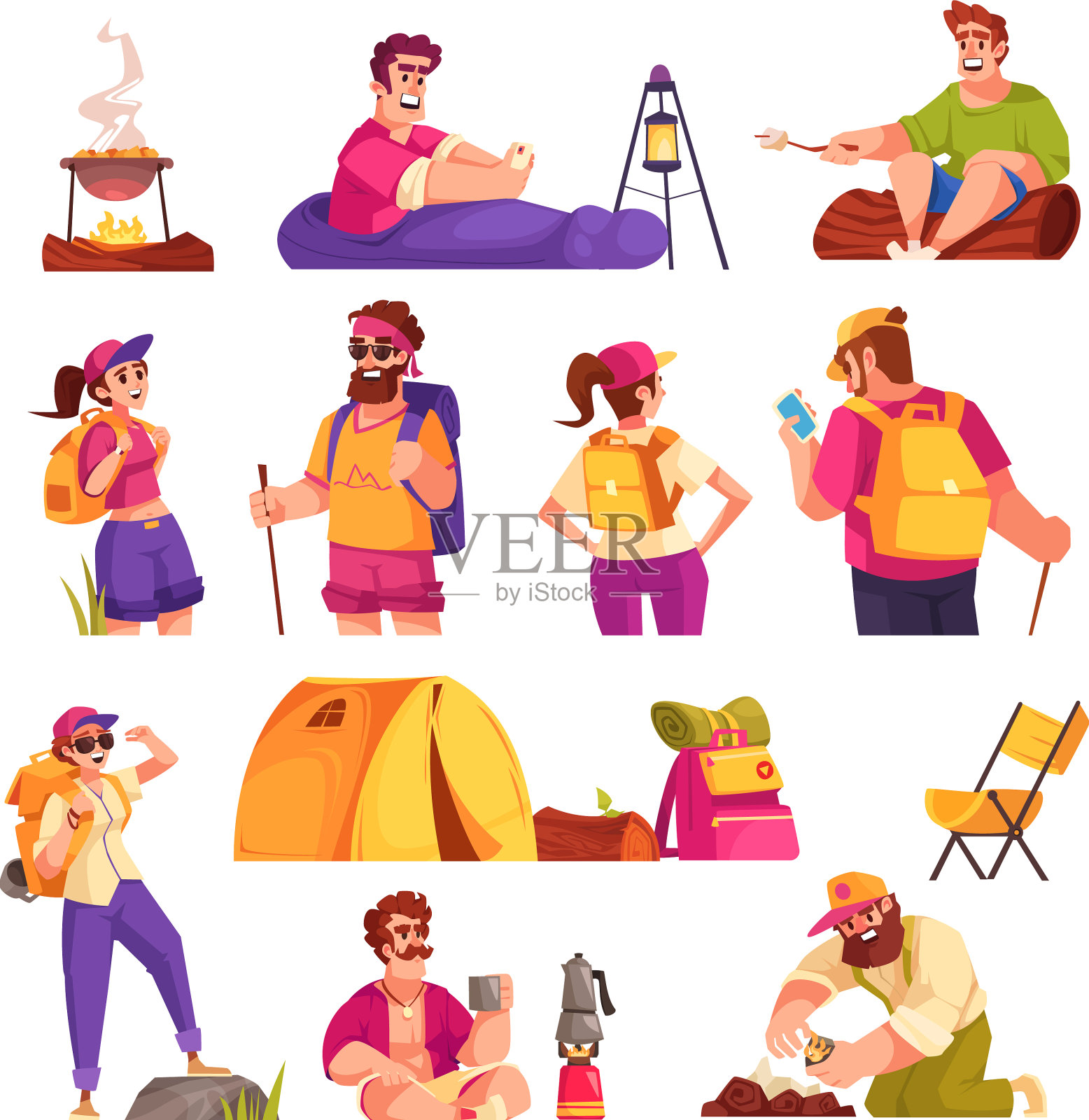 露营套间插画图片素材