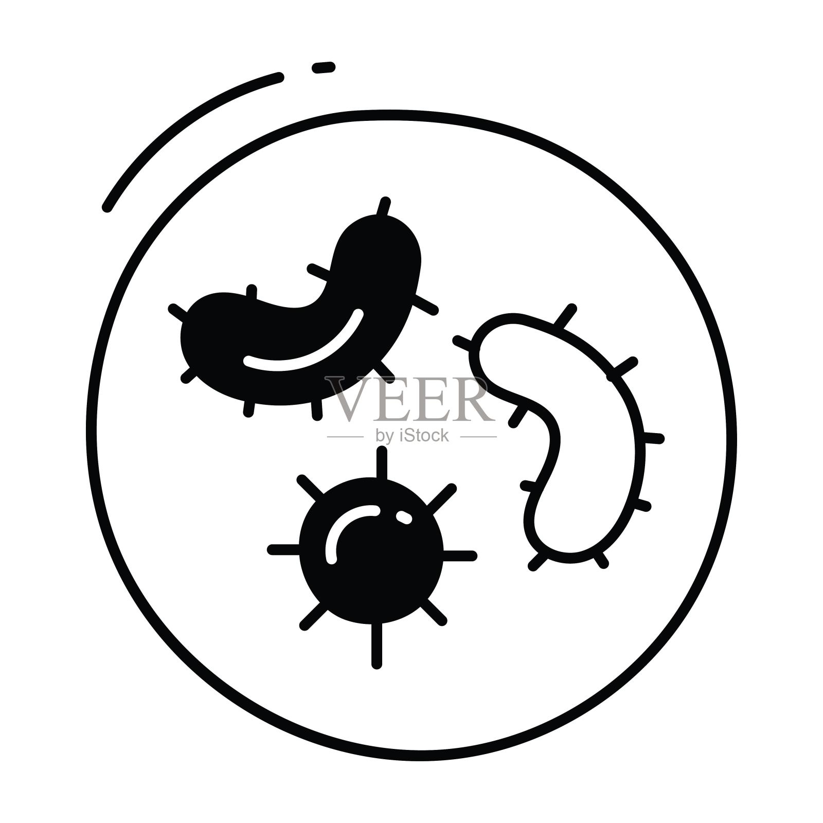 细菌涂鸦图标设计插图。科技符号白底EPS 10文件插画图片素材