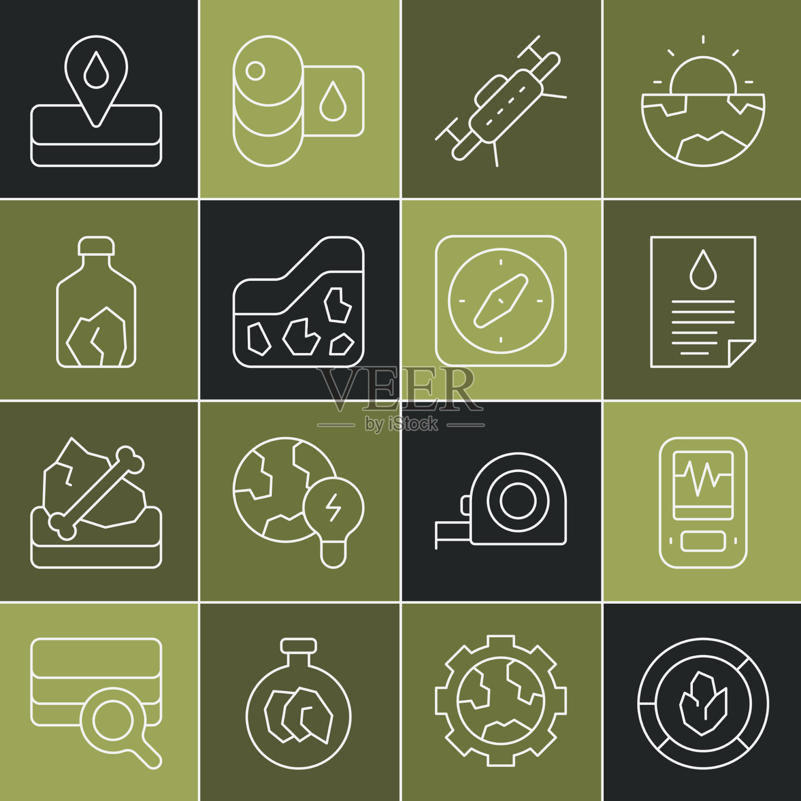 设置线路土壤分析地震仪油滴插画图片素材