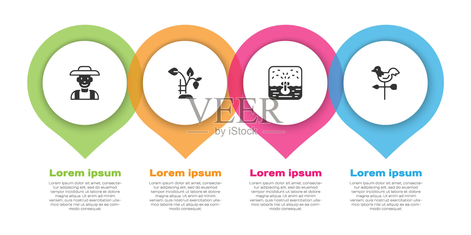 设置农民帽子草莓丛自动插画图片素材