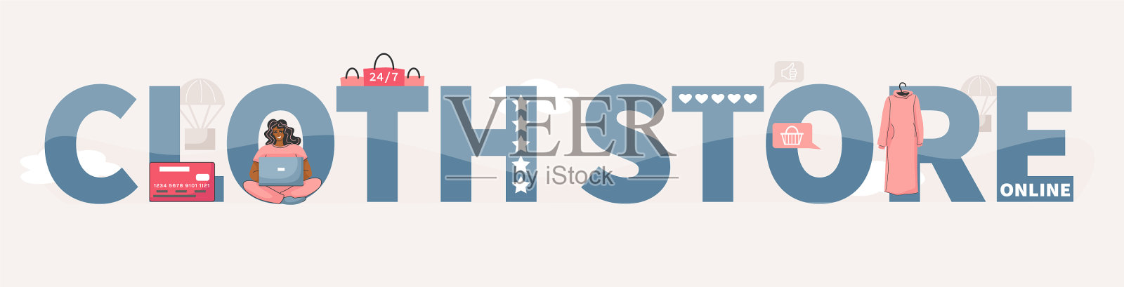 网上服装店文字插画图片素材