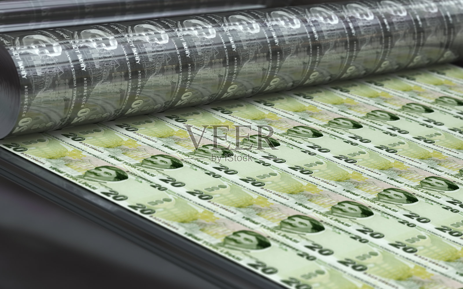 20 TL背钞印钞厂，金融概念照片摄影图片