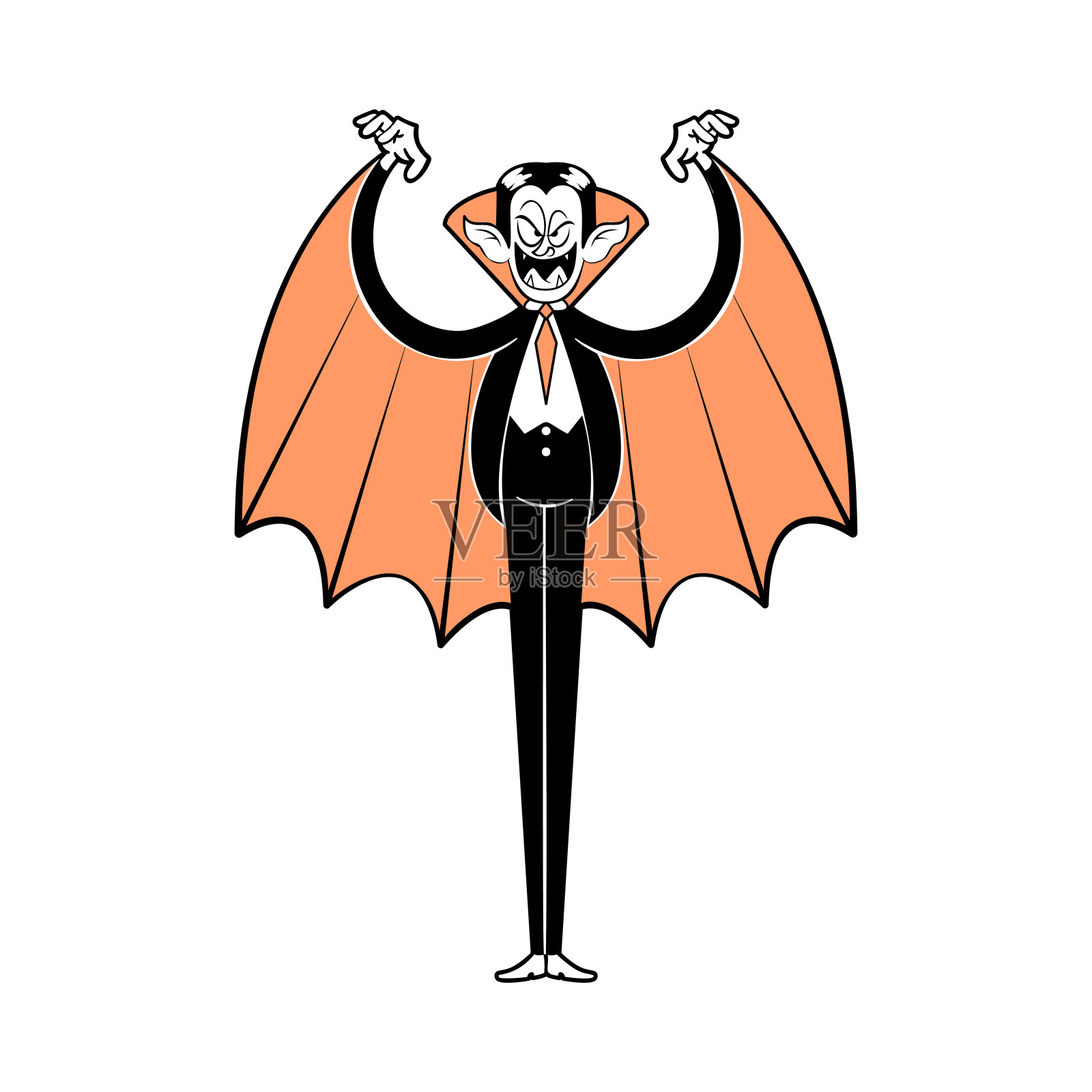 万圣节孤立的复古卡通矢量德古拉字符插画图片素材