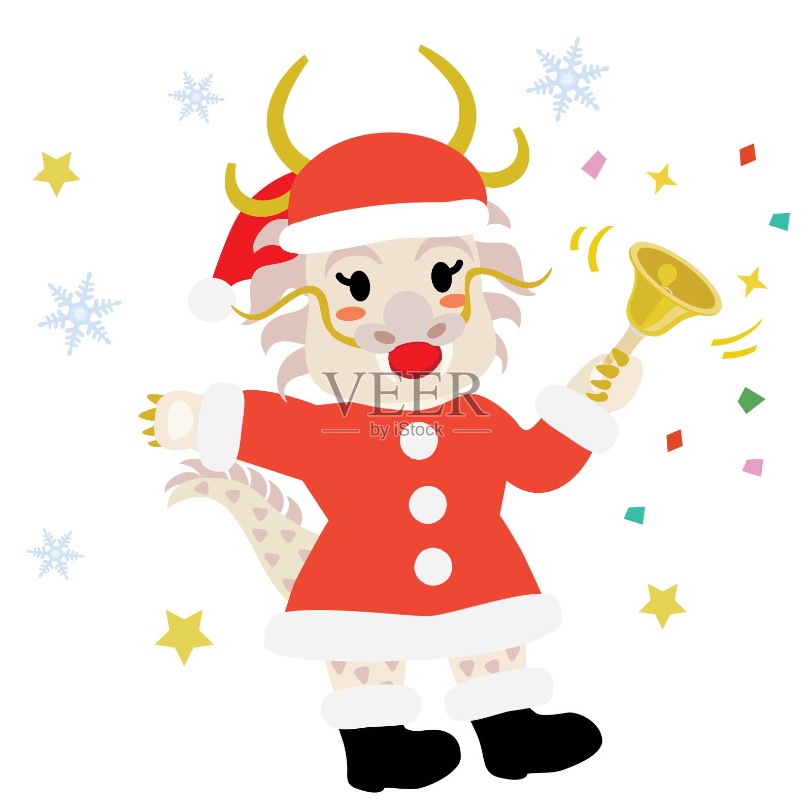 圣诞销售人员手拿铃铛插画图片素材