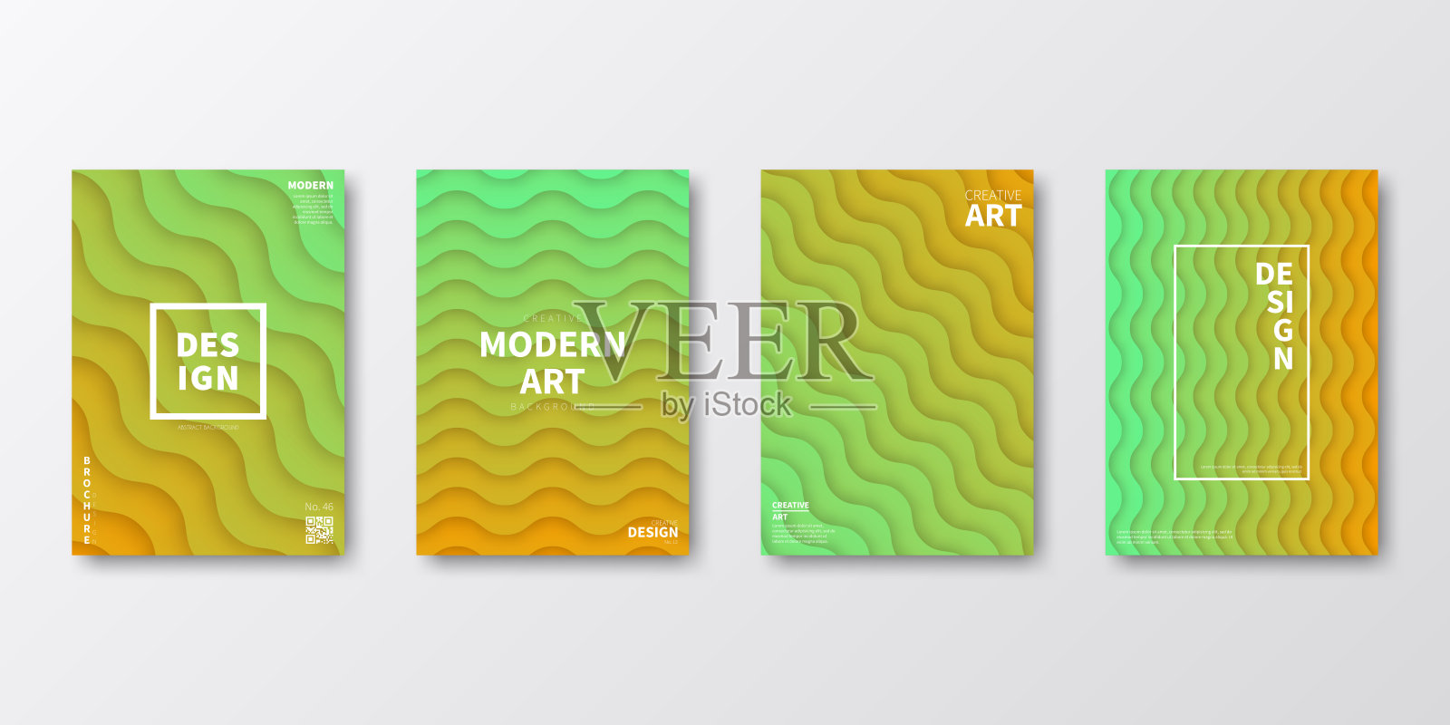 宣传册模板排版，绿色封面设计，商业年报，宣传单，杂志插画图片素材