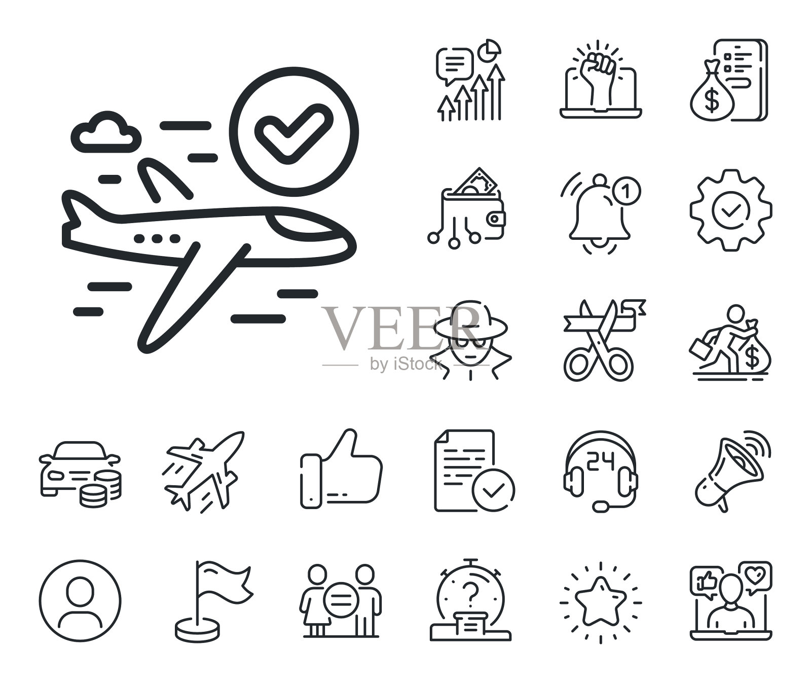 确认航线图标批准包机标志插画图片素材