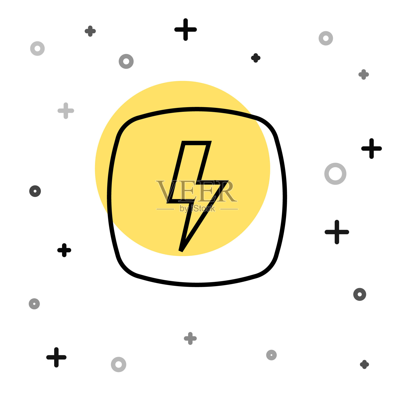 黑线闪电图标孤立在白色背景。Flash的迹象。充电闪光图标。雷击。照明罢工。随机动态形状。向量插画图片素材