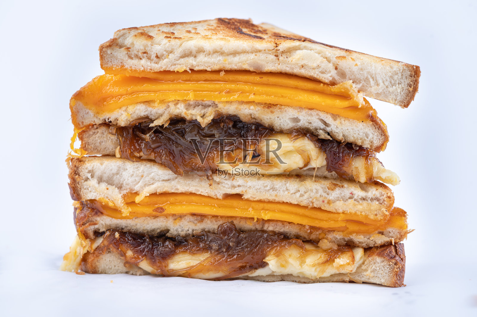 烤奶酪配焦糖洋葱照片摄影图片