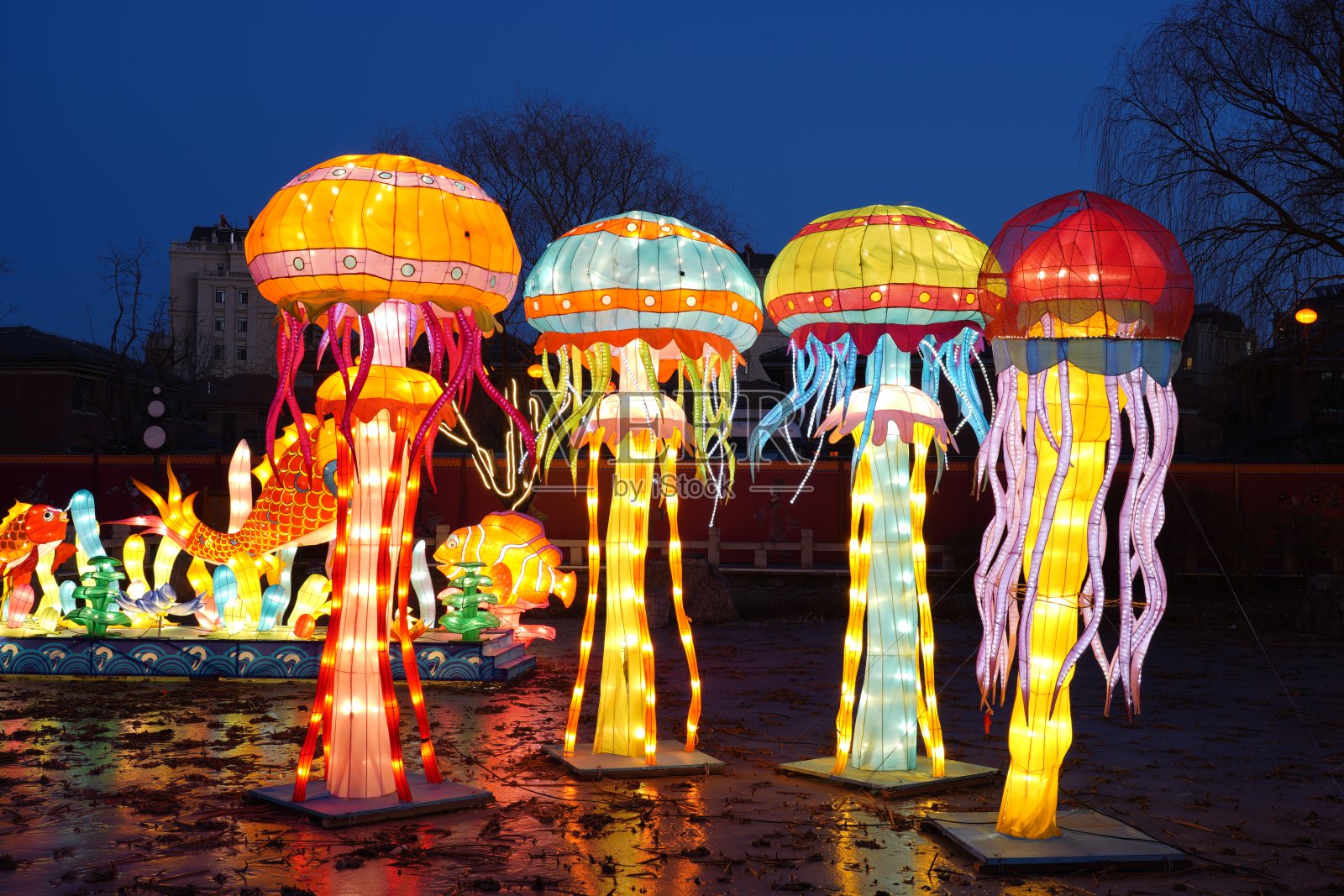 中国节日的灯笼在晚上照片摄影图片