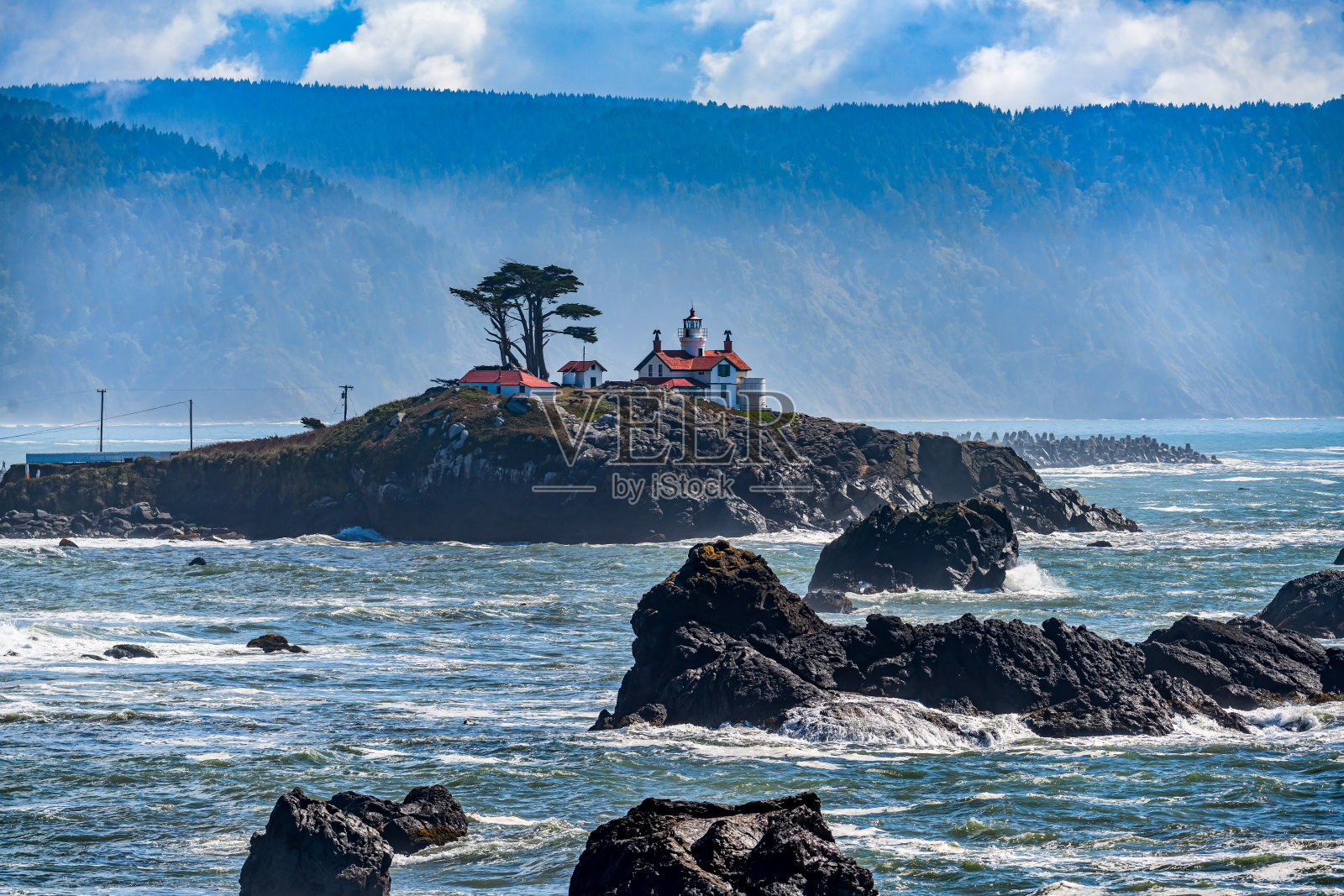 加州新月城灯塔照片摄影图片