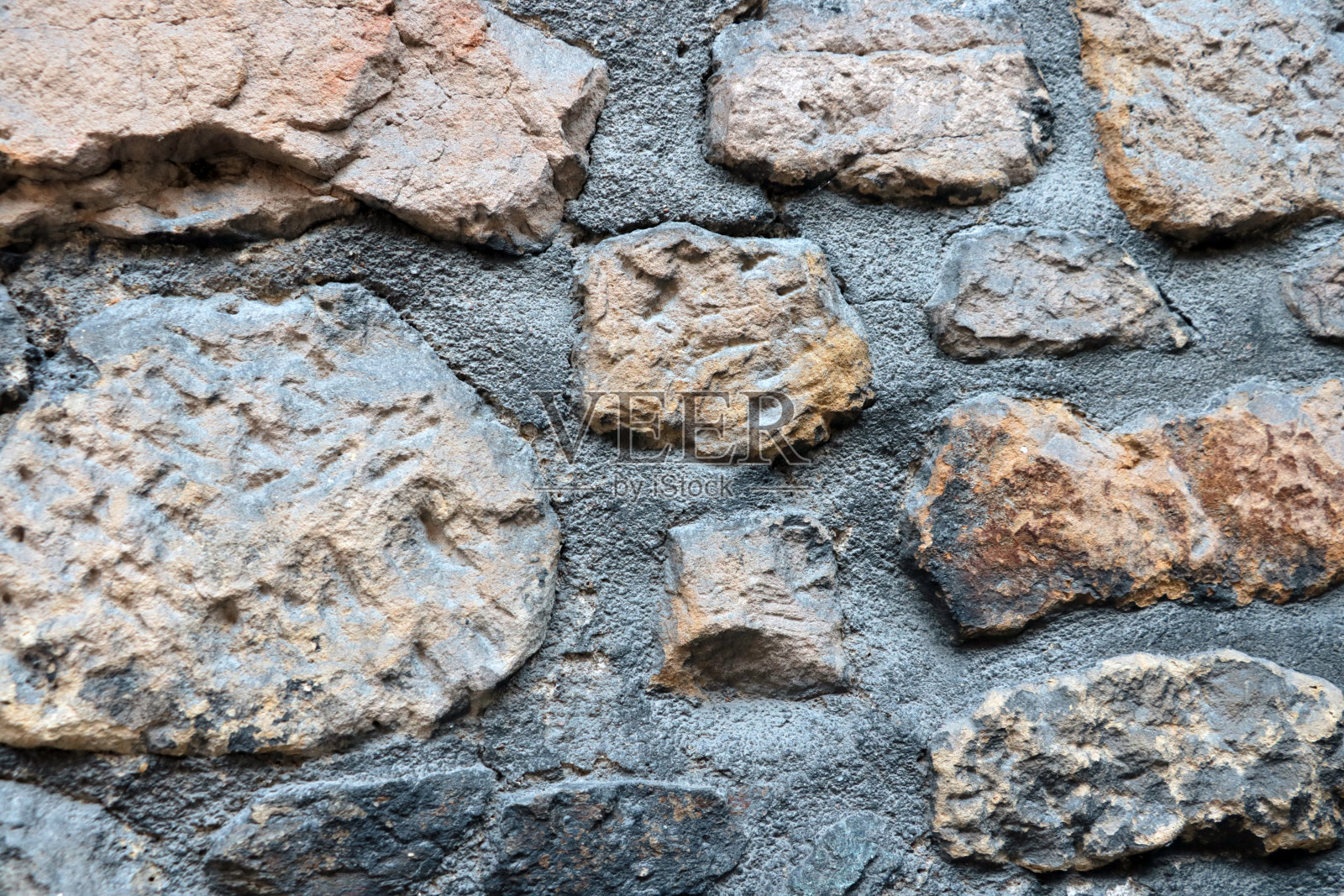 石质混凝土护栏墙，石材背景，质感。照片摄影图片