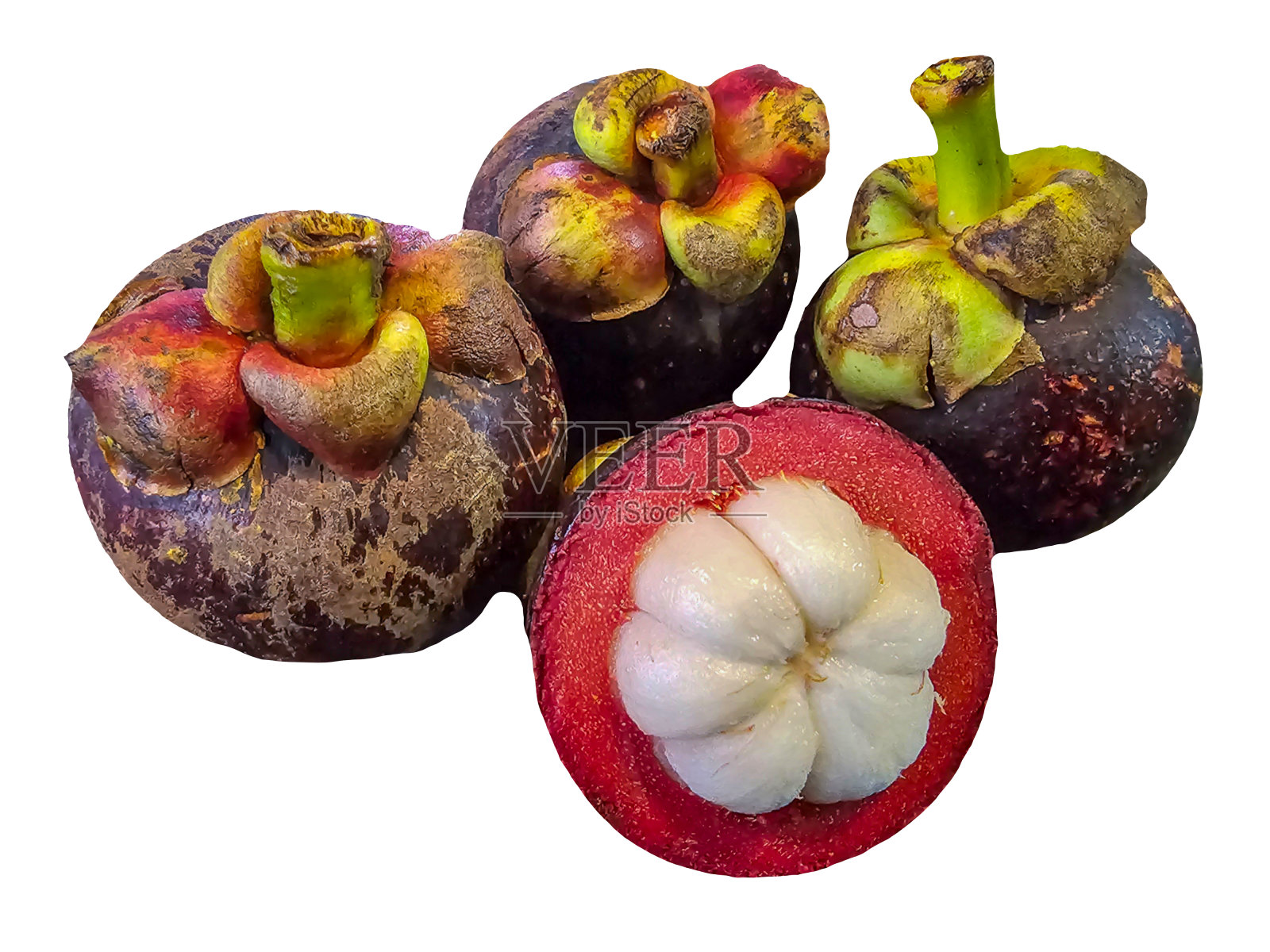 白色背景上孤立的山竹果。照片摄影图片