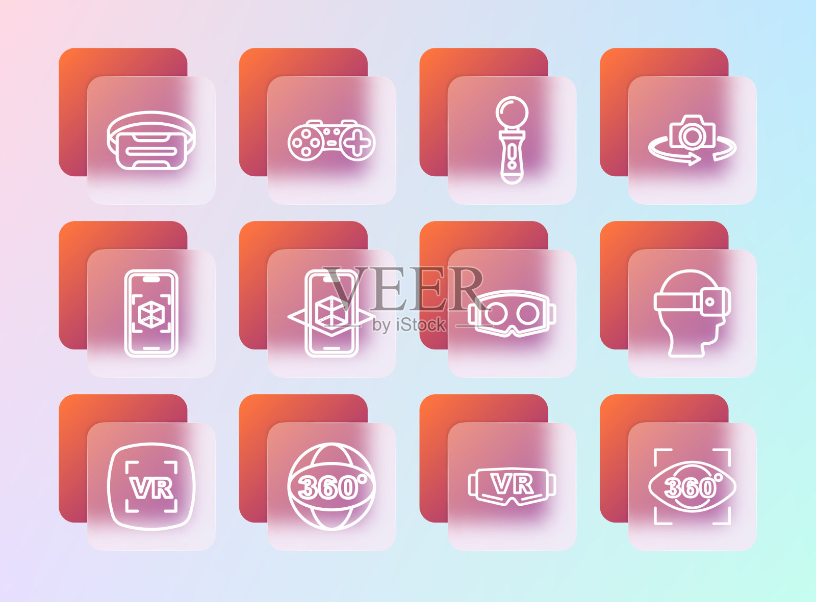 设置线360度观看虚拟现实眼镜插画图片素材