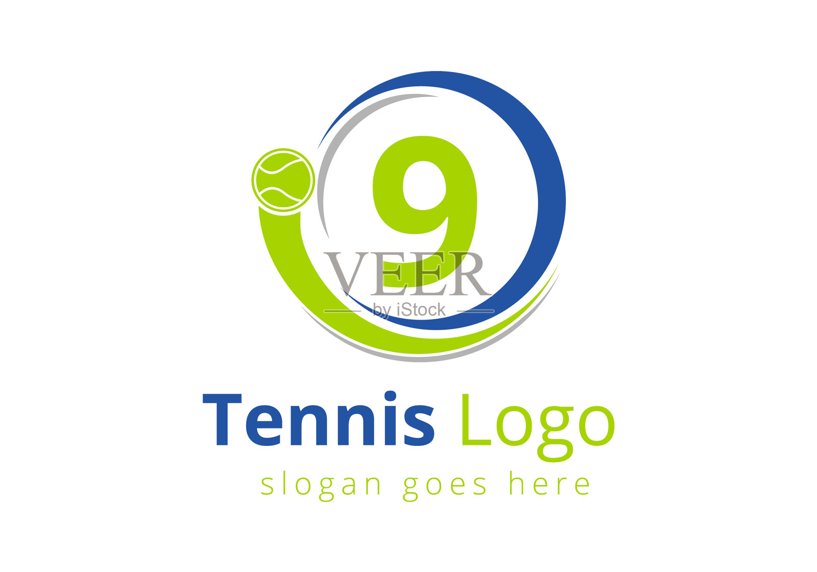 字母9网球标志设计模板网球插画图片素材