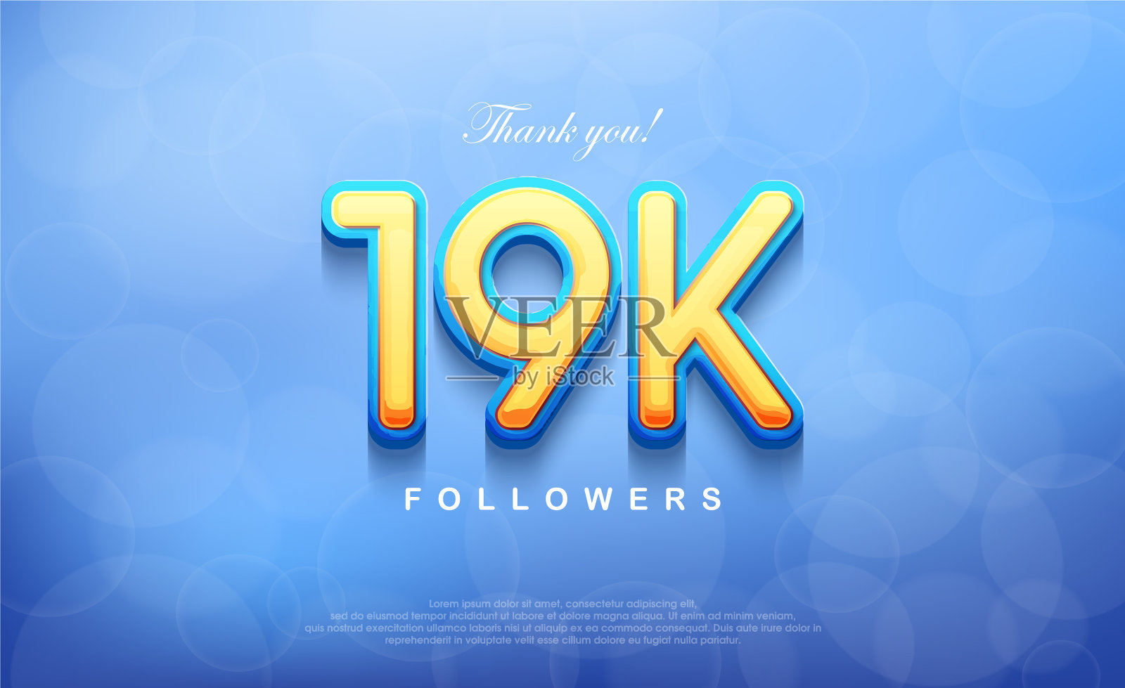 19k的数字感谢粉丝独特的散景插画图片素材