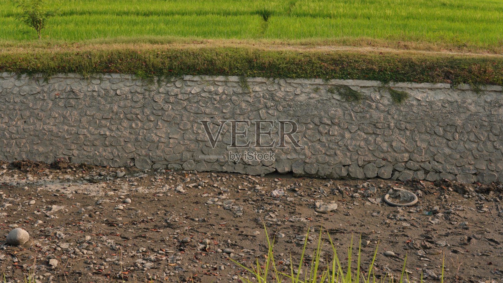 由于漫长的旱季，农村地区的河流干涸了照片摄影图片