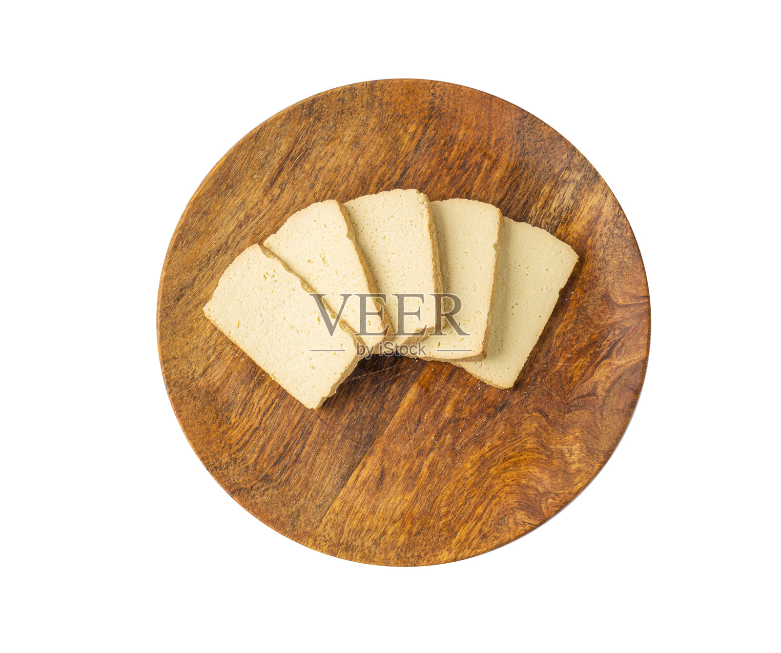 豆腐奶酪分离，烟熏纯素奶酪片，豆腐乳片，大豆蛋白或TSP照片摄影图片