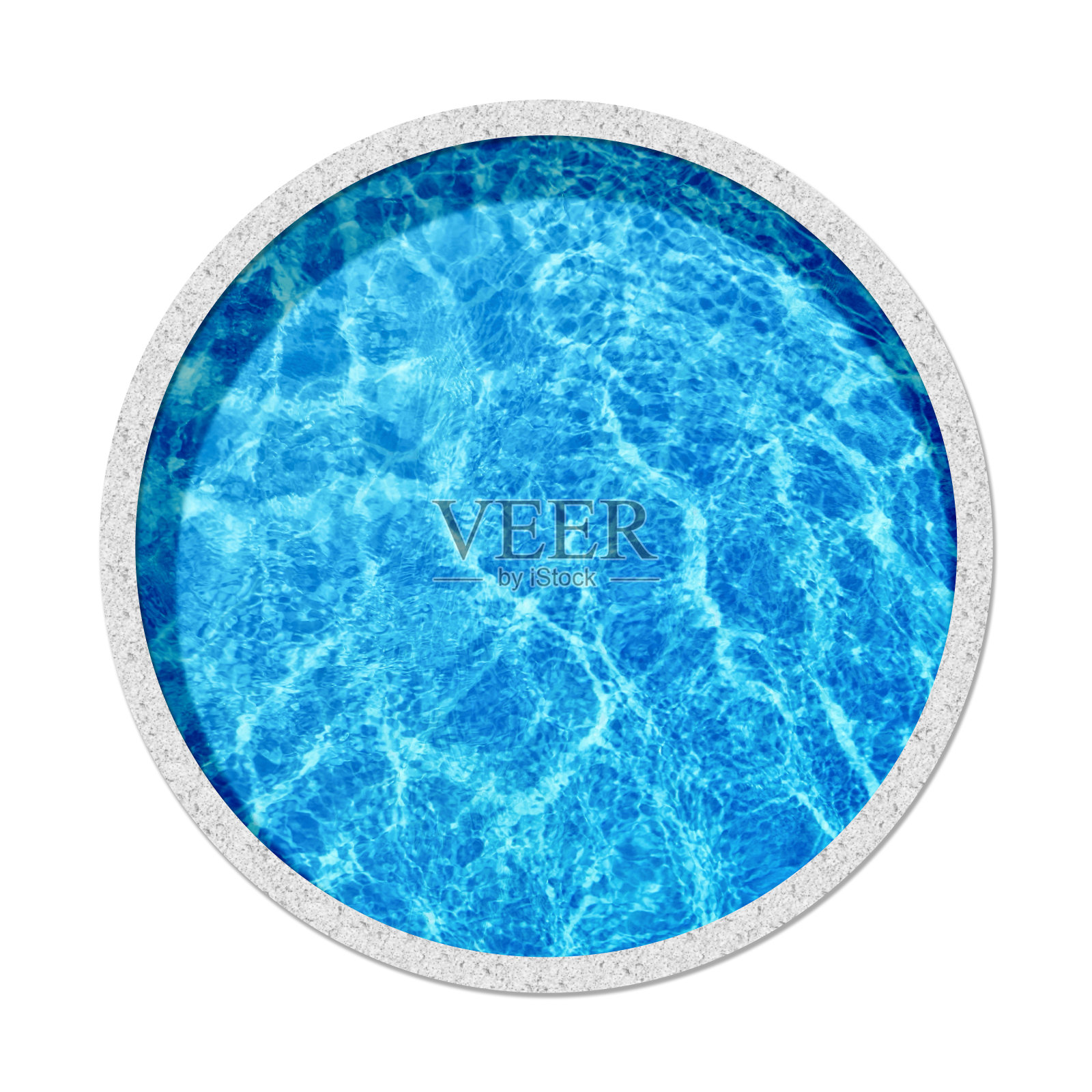 白色背景的圆形游泳池，俯视图照片摄影图片