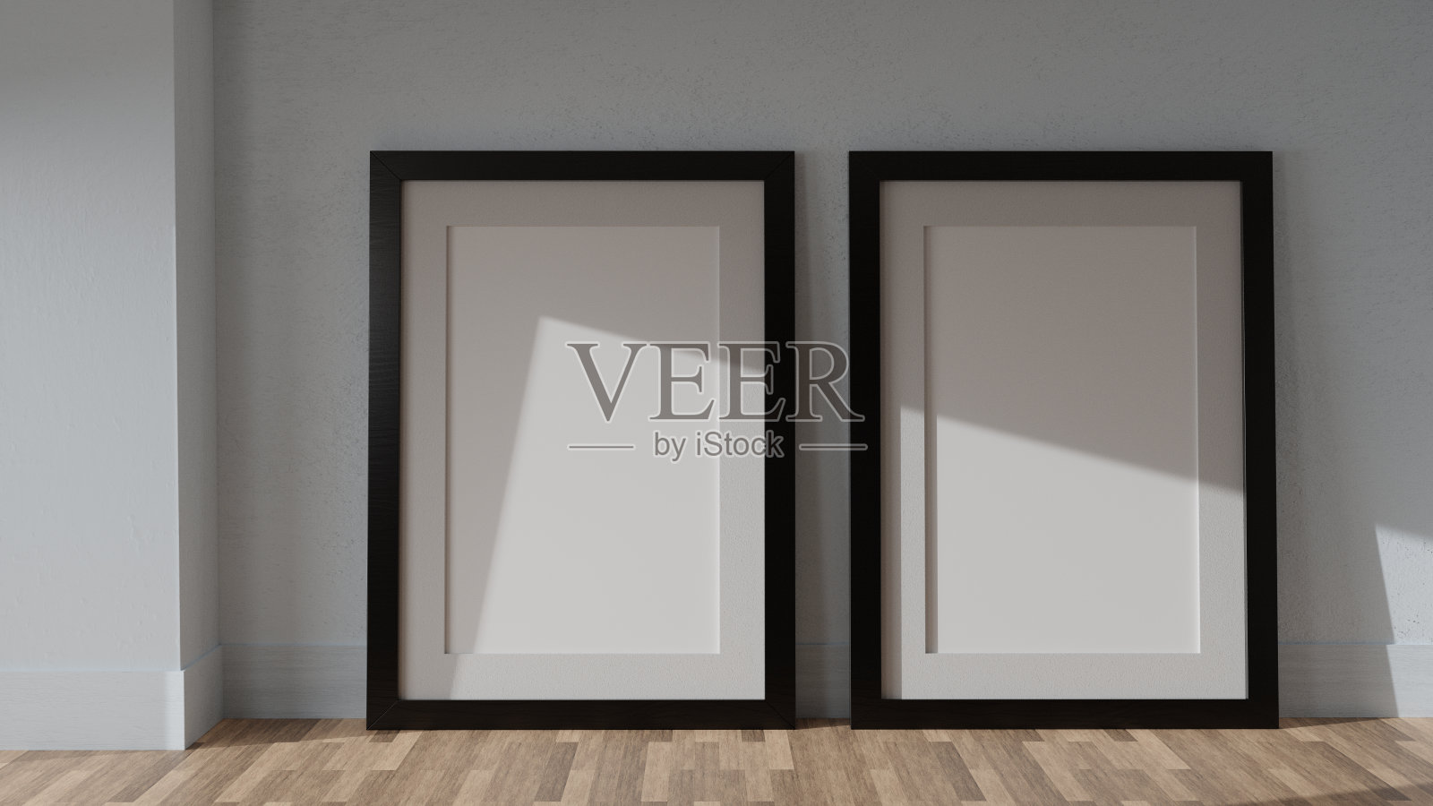 两张海报模型，黑色木框。三维渲染照片摄影图片