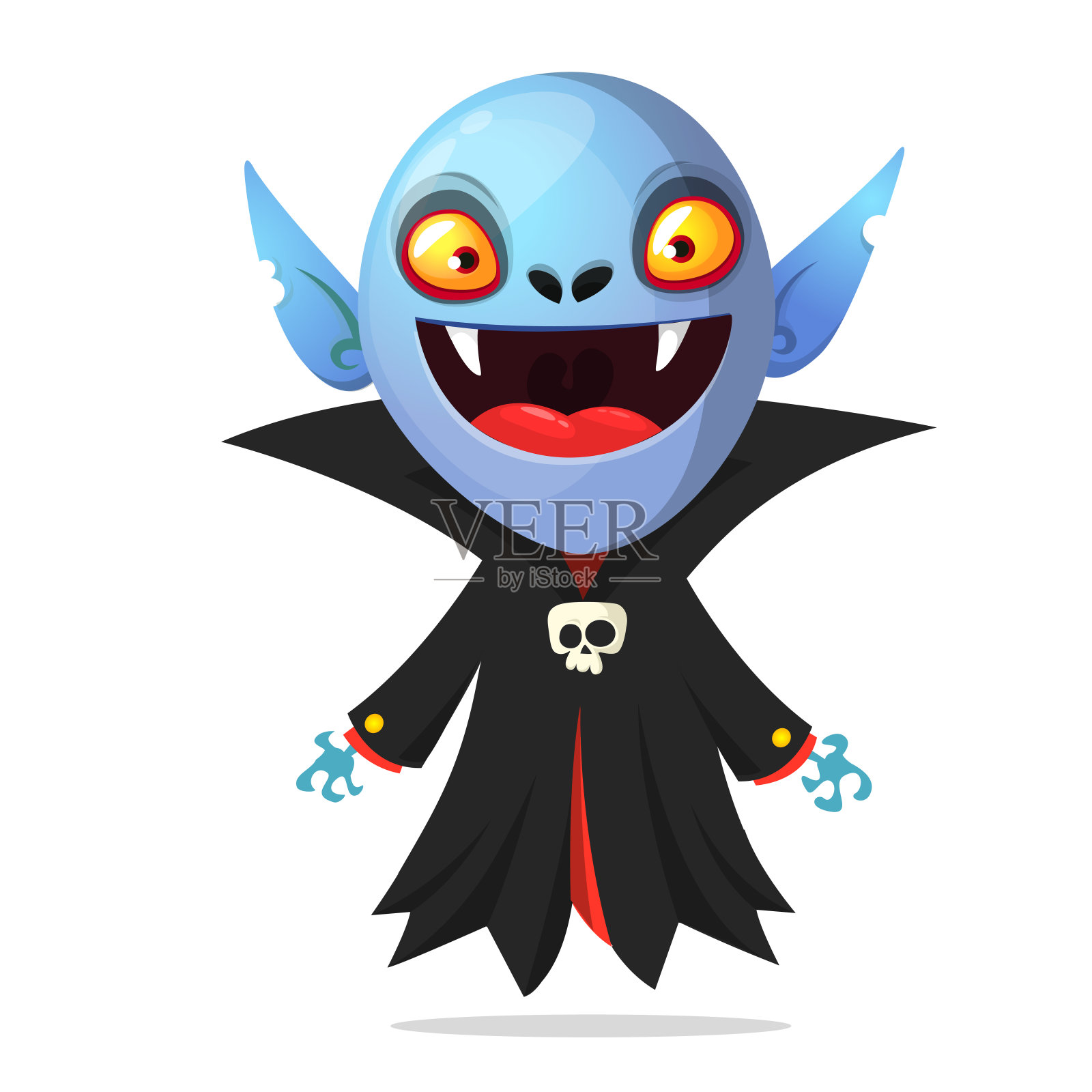 可爱的卡通吸血鬼微笑。矢量图插画图片素材