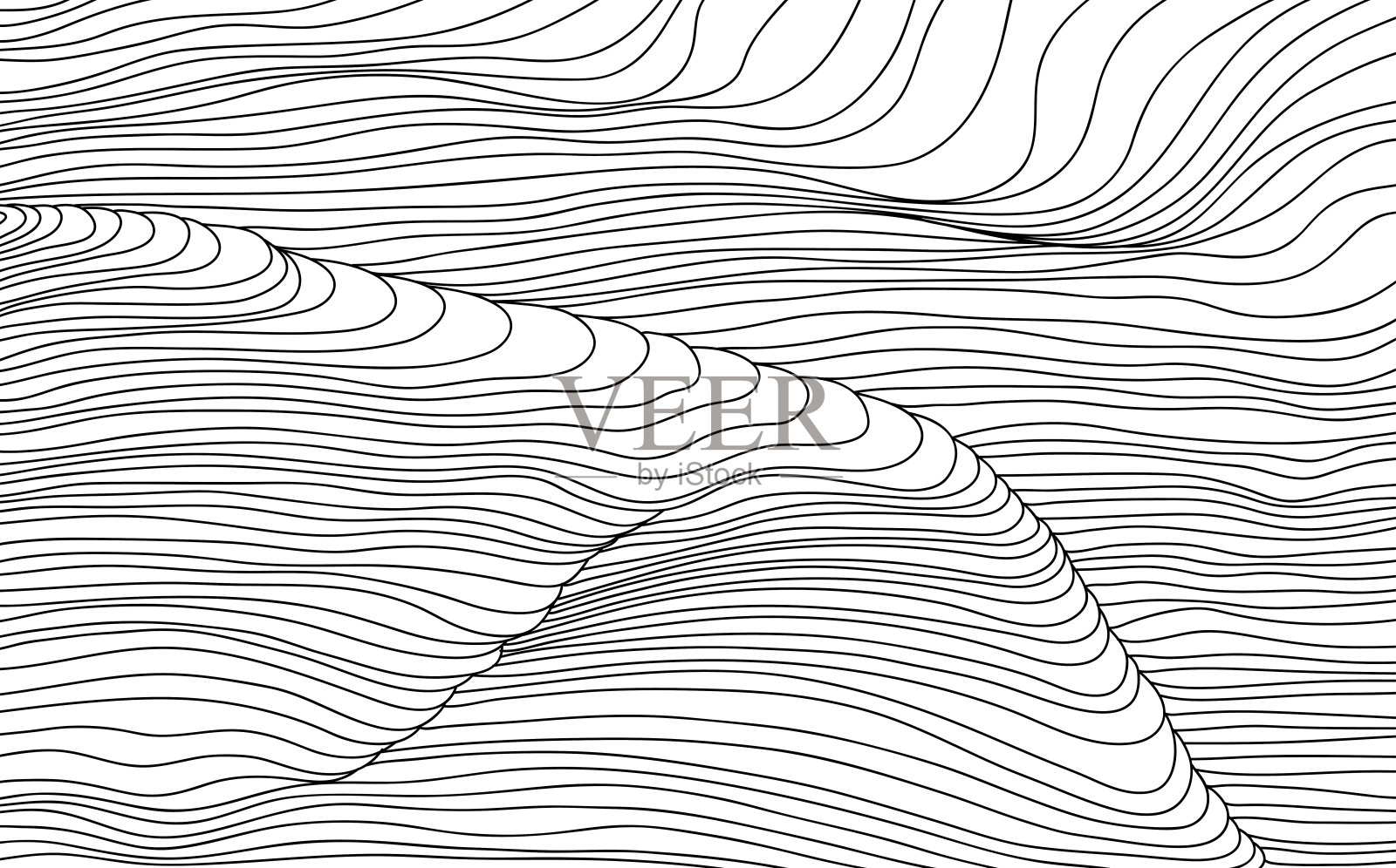 地形抽象插图壁纸手绘。背景概念海报孤立的白色。线条和轮廓的概念浮雕景观。插画图片素材