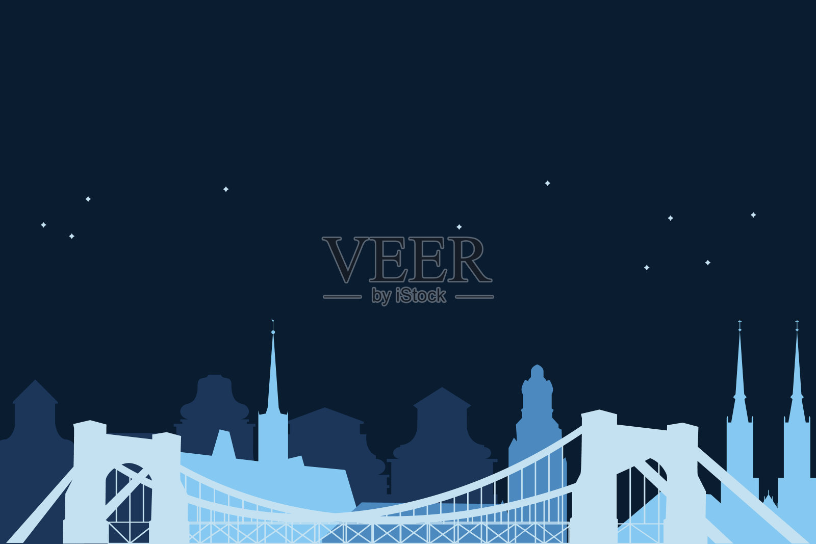 欧洲城市夜景插画图片素材