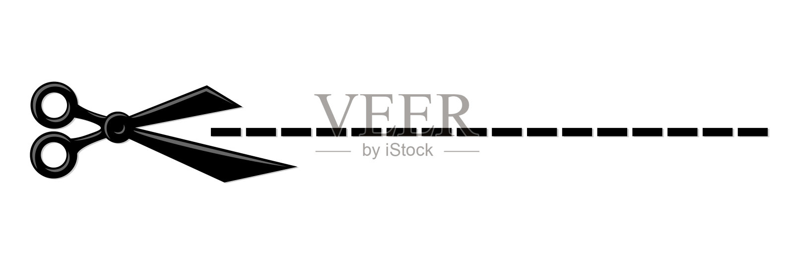剪刀符号与线。插画图片素材