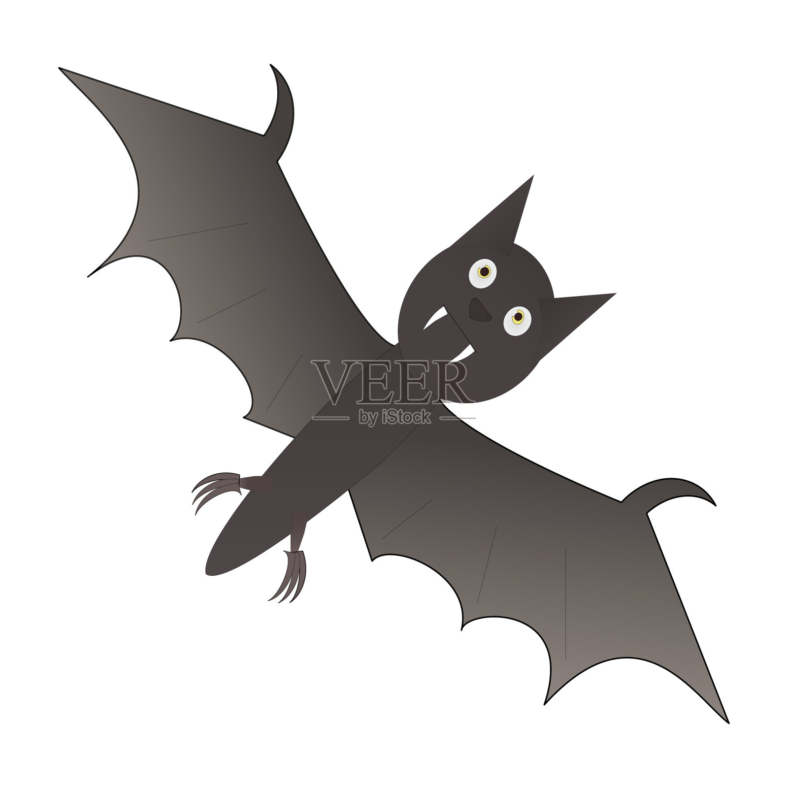 椭圆形细长的棕色蝙蝠，万圣节插画图片素材