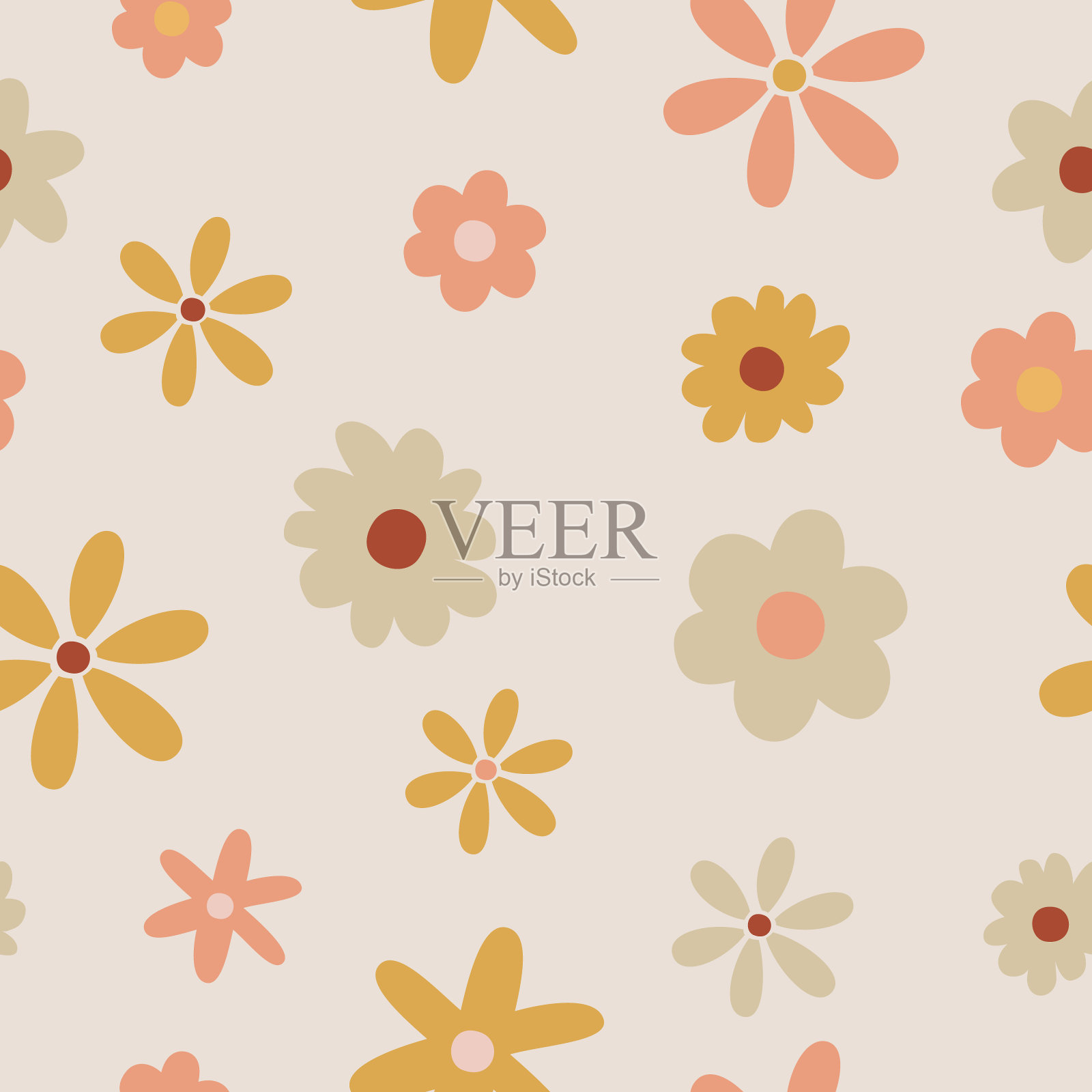 可爱舒适的花卉无缝图案插画图片素材