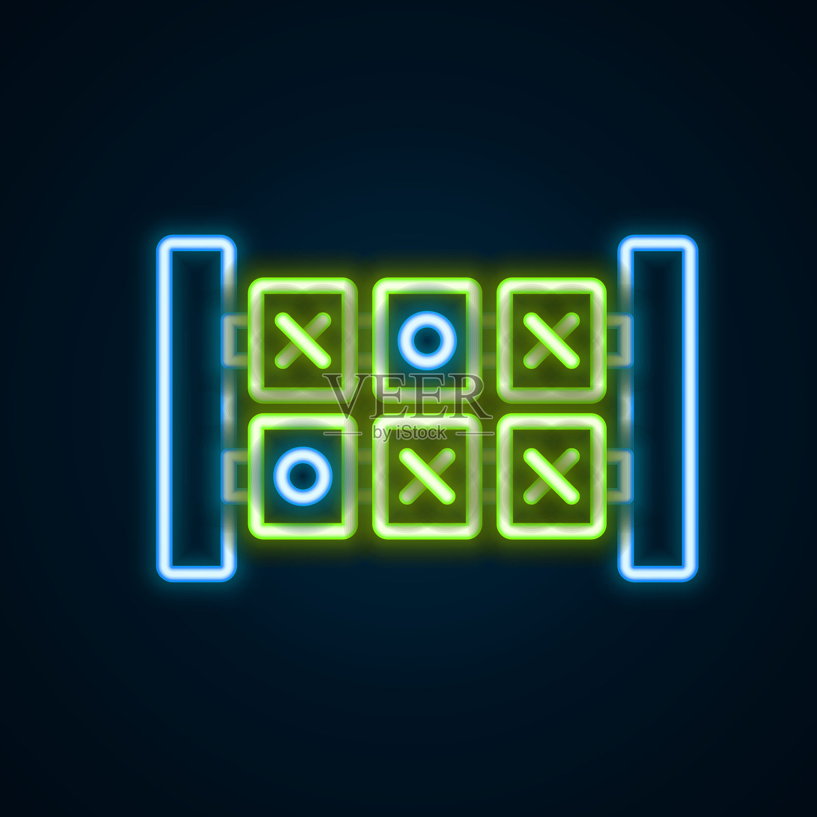 发光的霓虹灯线教育逻辑游戏学龄前儿童图标孤立的黑色背景。儿童活动单。数一下立方体的数量。色彩缤纷的轮廓概念。向量插画图片素材