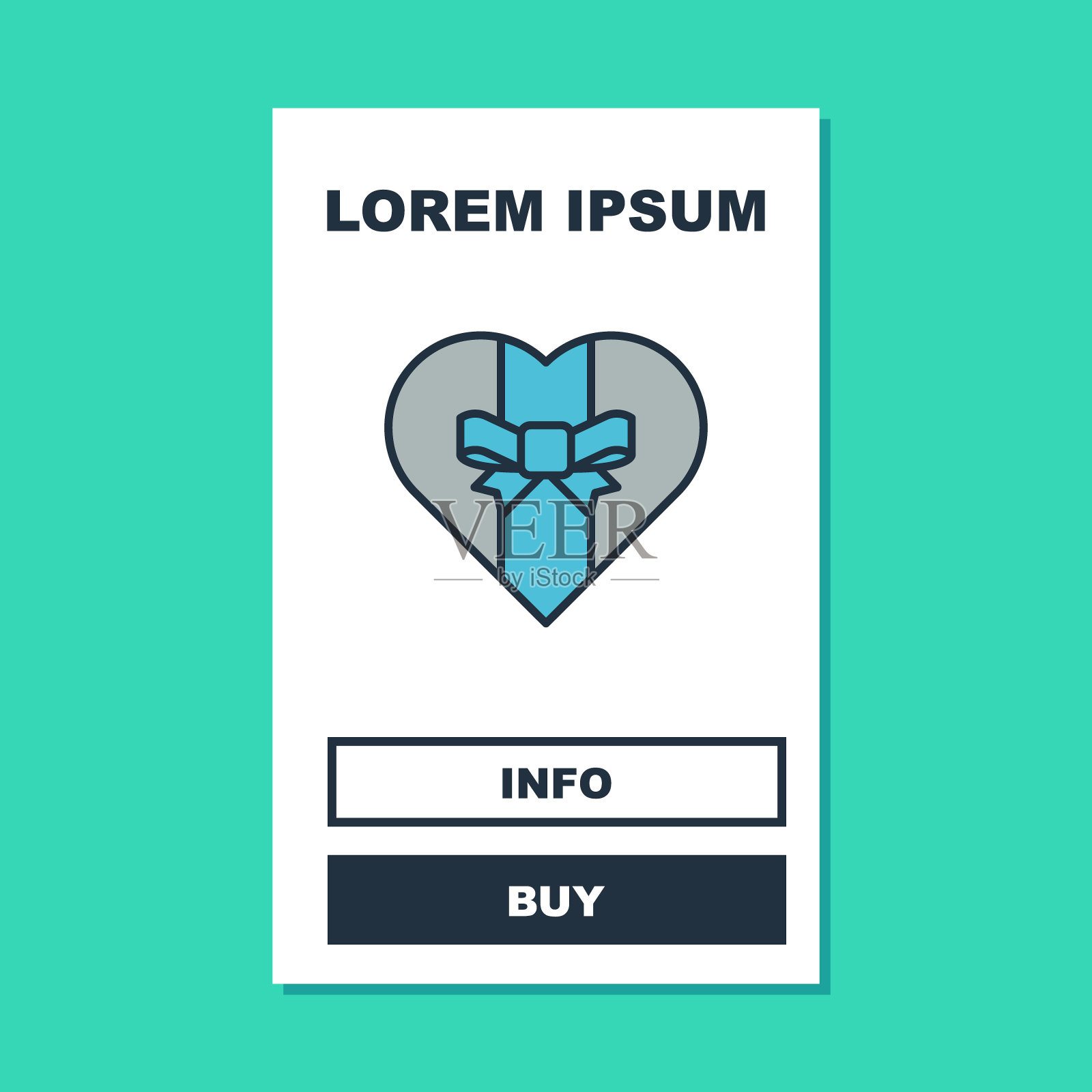 蓝绿色背景下的礼品盒图标，圣诞新年矢量图插画图片素材