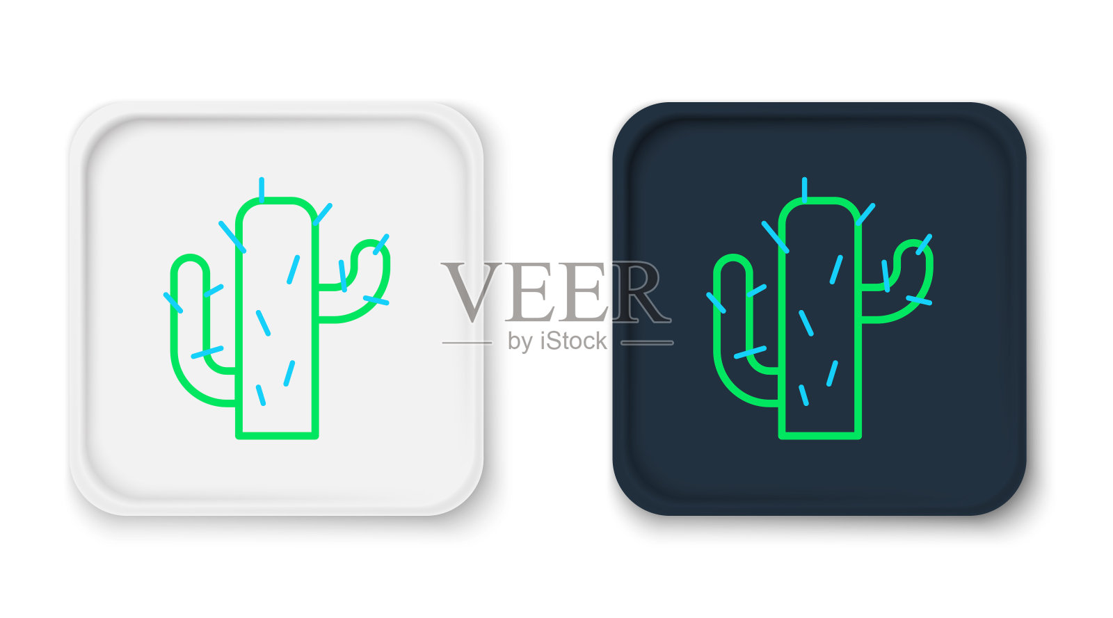 线仙人掌图标孤立的白色背景。色彩缤纷的轮廓概念。向量插画图片素材