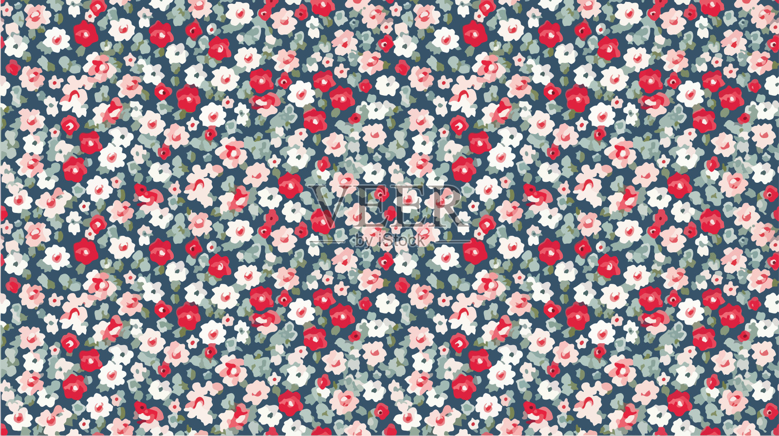 无缝迷彩花重复图案，小花图案，迷彩，自由，草地，花卉，夏季服装面料插画图片素材