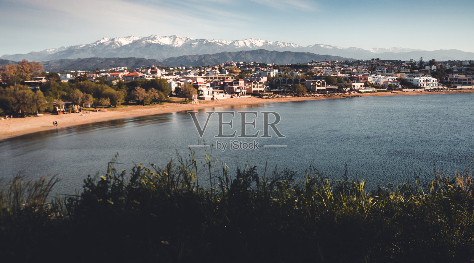 克里特岛日落海滩景观照片摄影图片