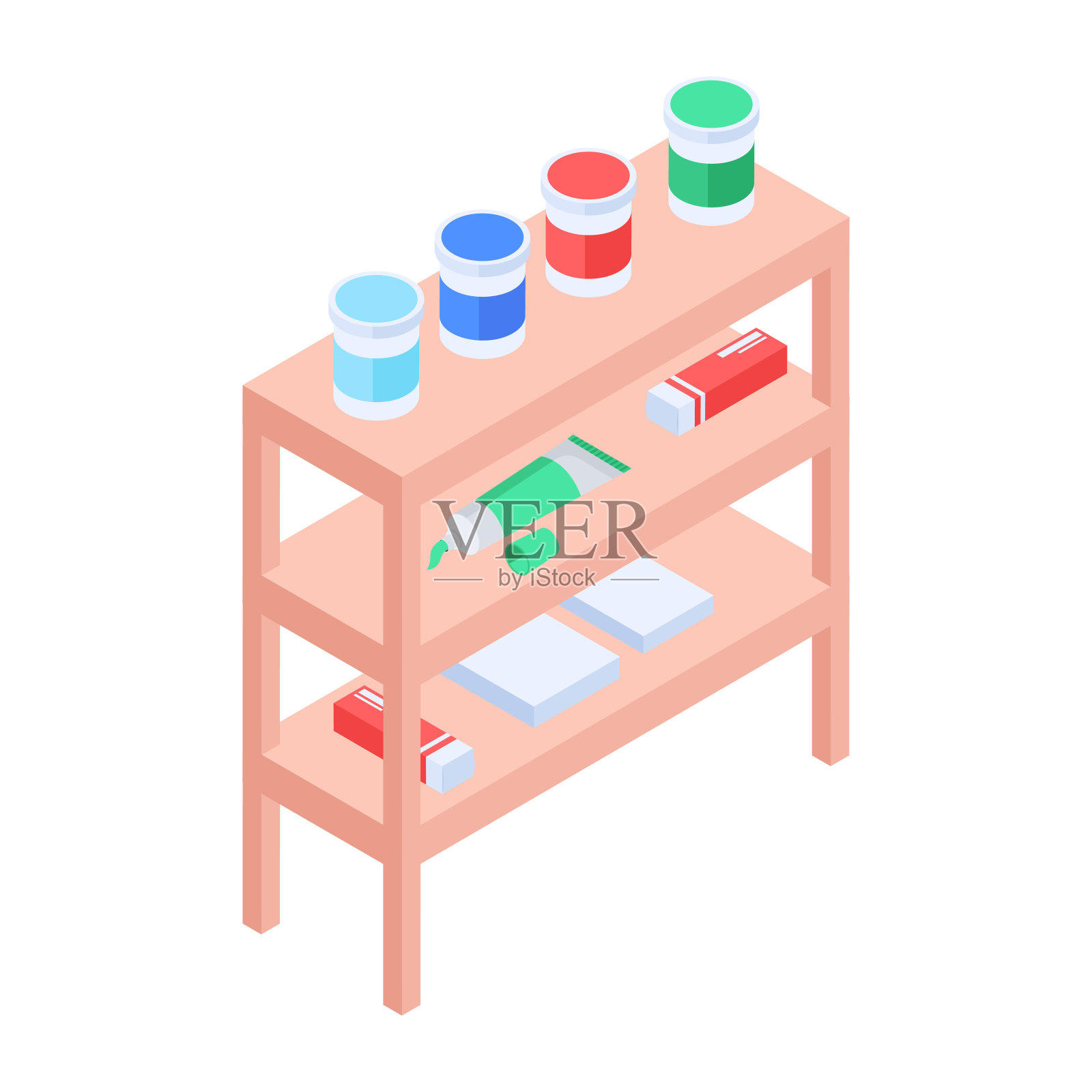 等距风格艺术工作室图标插画图片素材