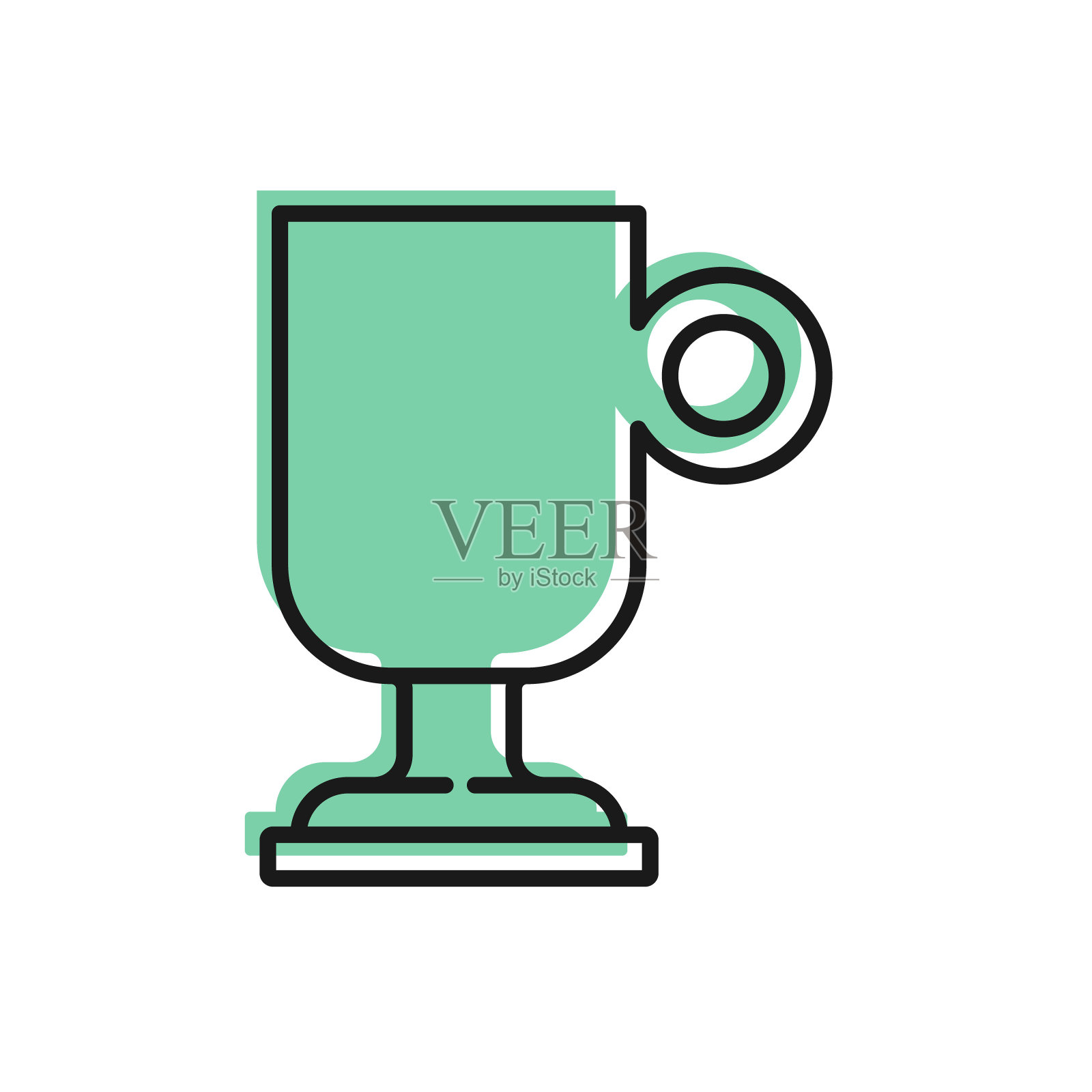 黑线爱尔兰咖啡图标隔离在白色背景。向量插画图片素材