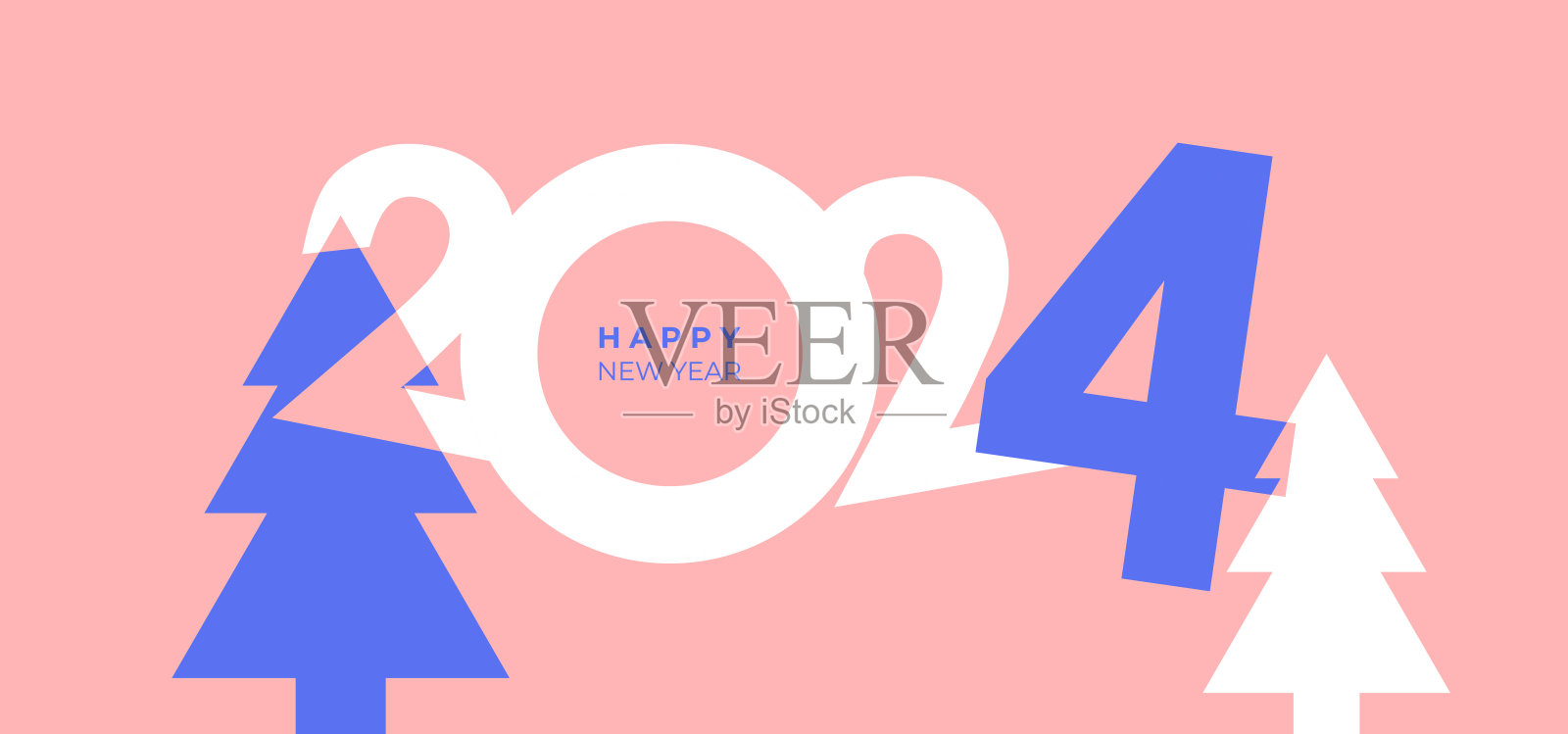 2024年新年快乐封面设计。极简风格的假日封面。色彩丰富，易于记忆。2024设计背景新年快乐插画图片素材