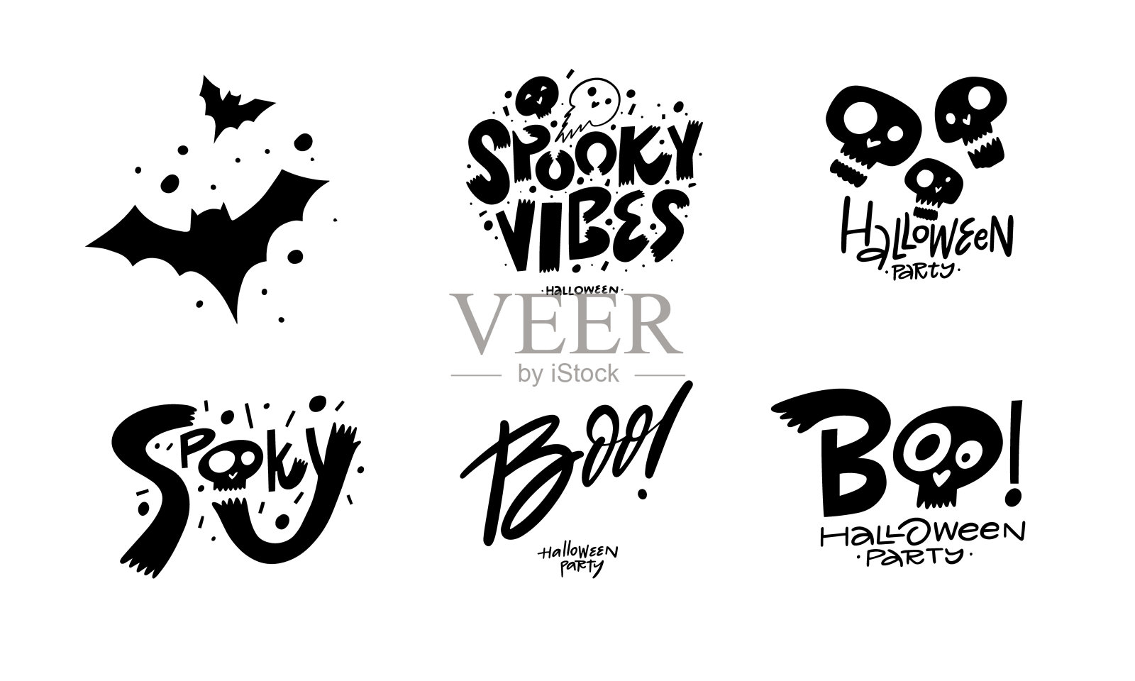 万圣节假日刻字和招牌。插画图片素材