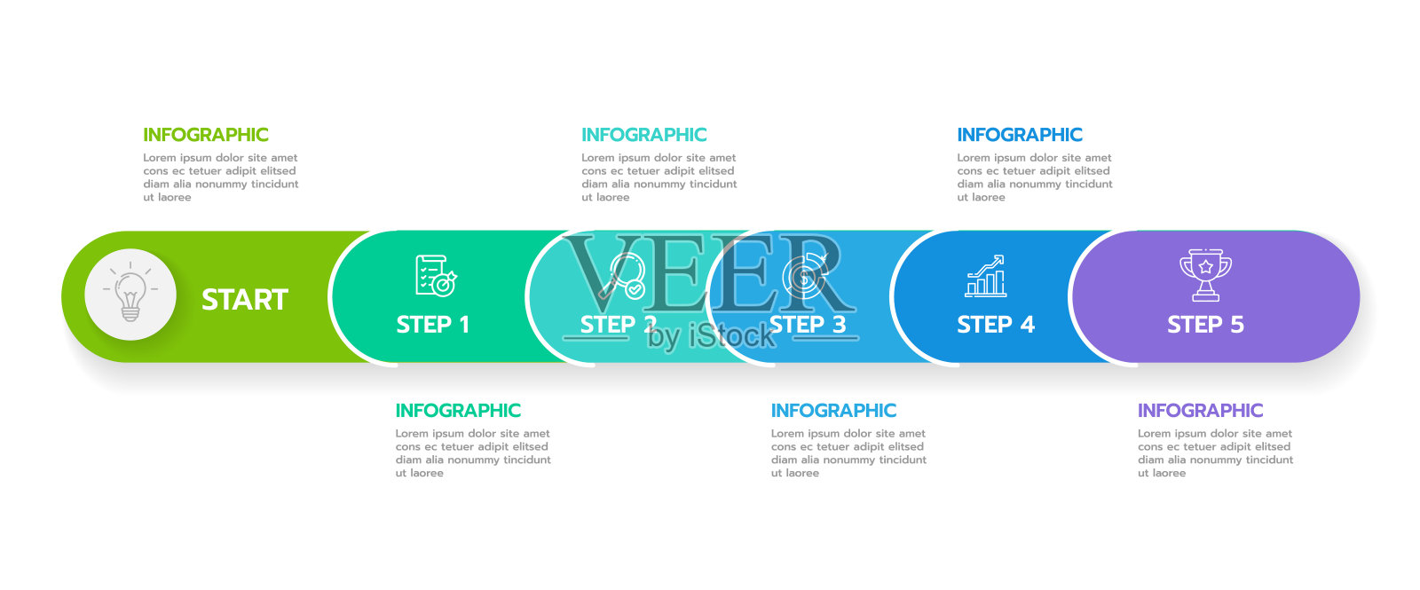 信息图6个步骤现代时间表图路线图和圆角矩形主题图，矢量信息图。插画图片素材