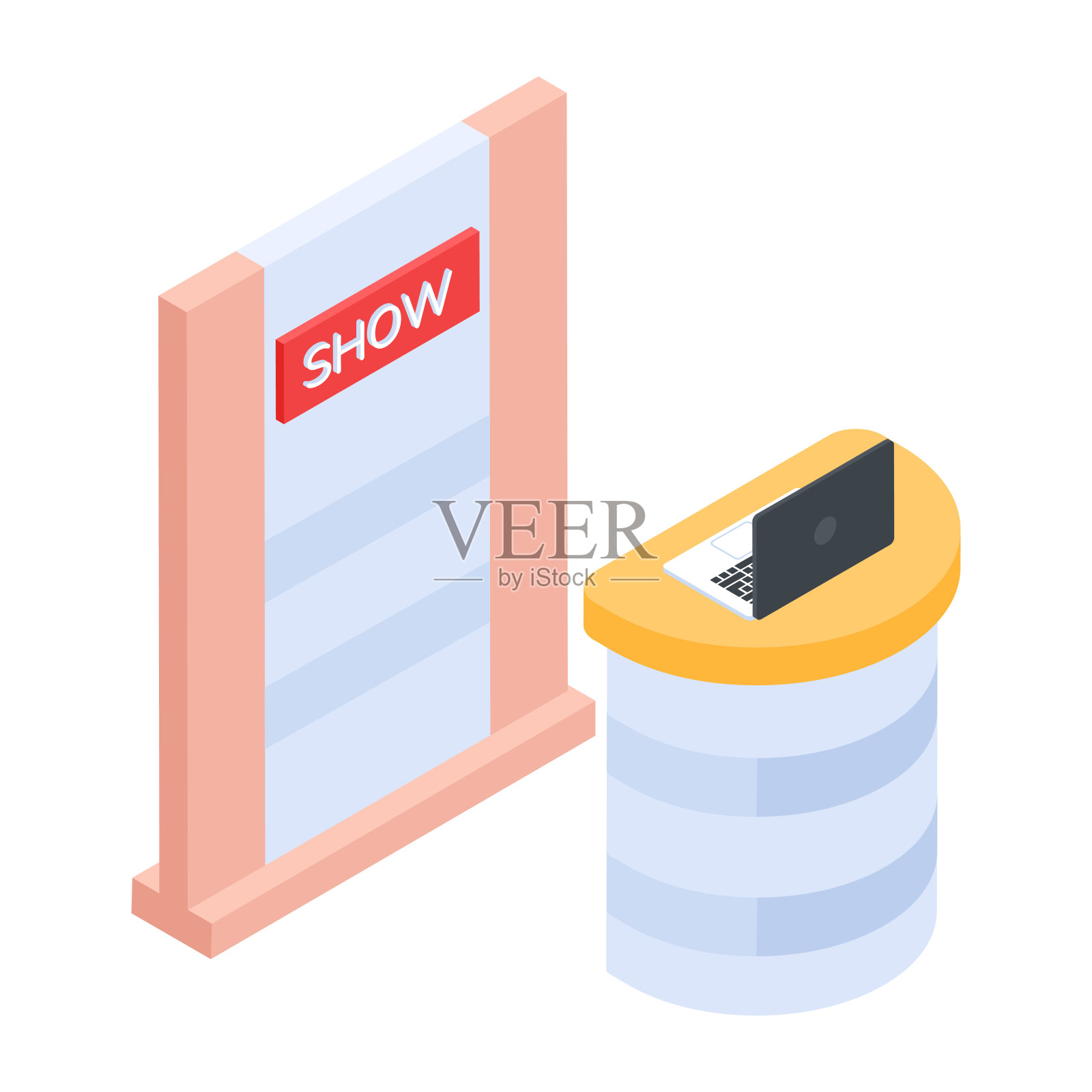 等距风格艺术工作室图标插画图片素材