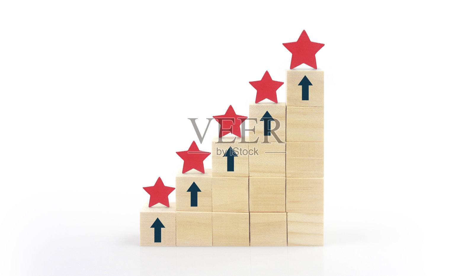 带有五星标志的木块增加评级照片摄影图片