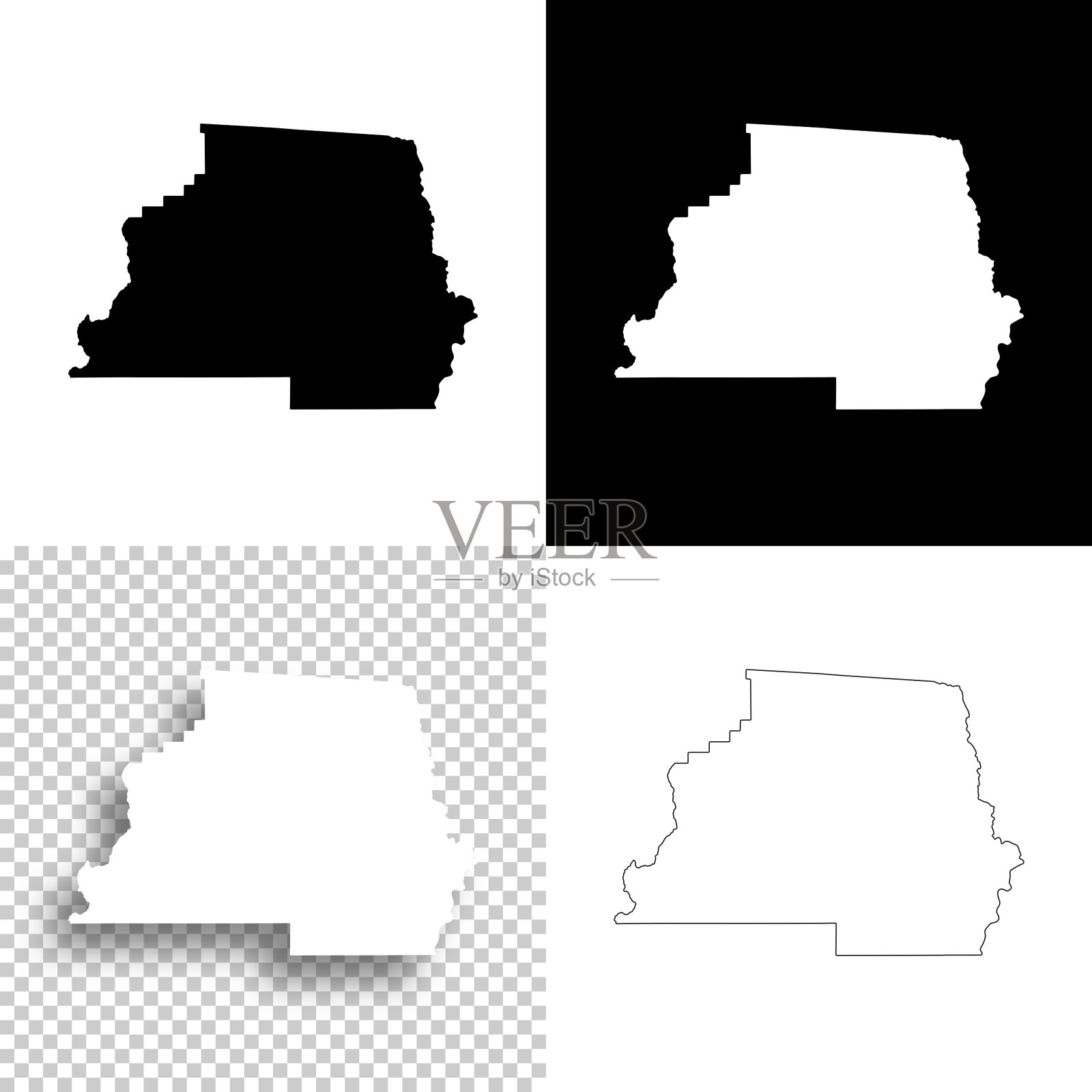 佛罗里达州麦迪逊县。设计地图。空白，白色和黑色背景插画图片素材