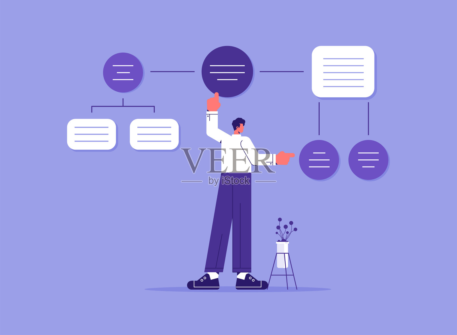 数据分析，研究概念或复杂工艺流程图插画图片素材