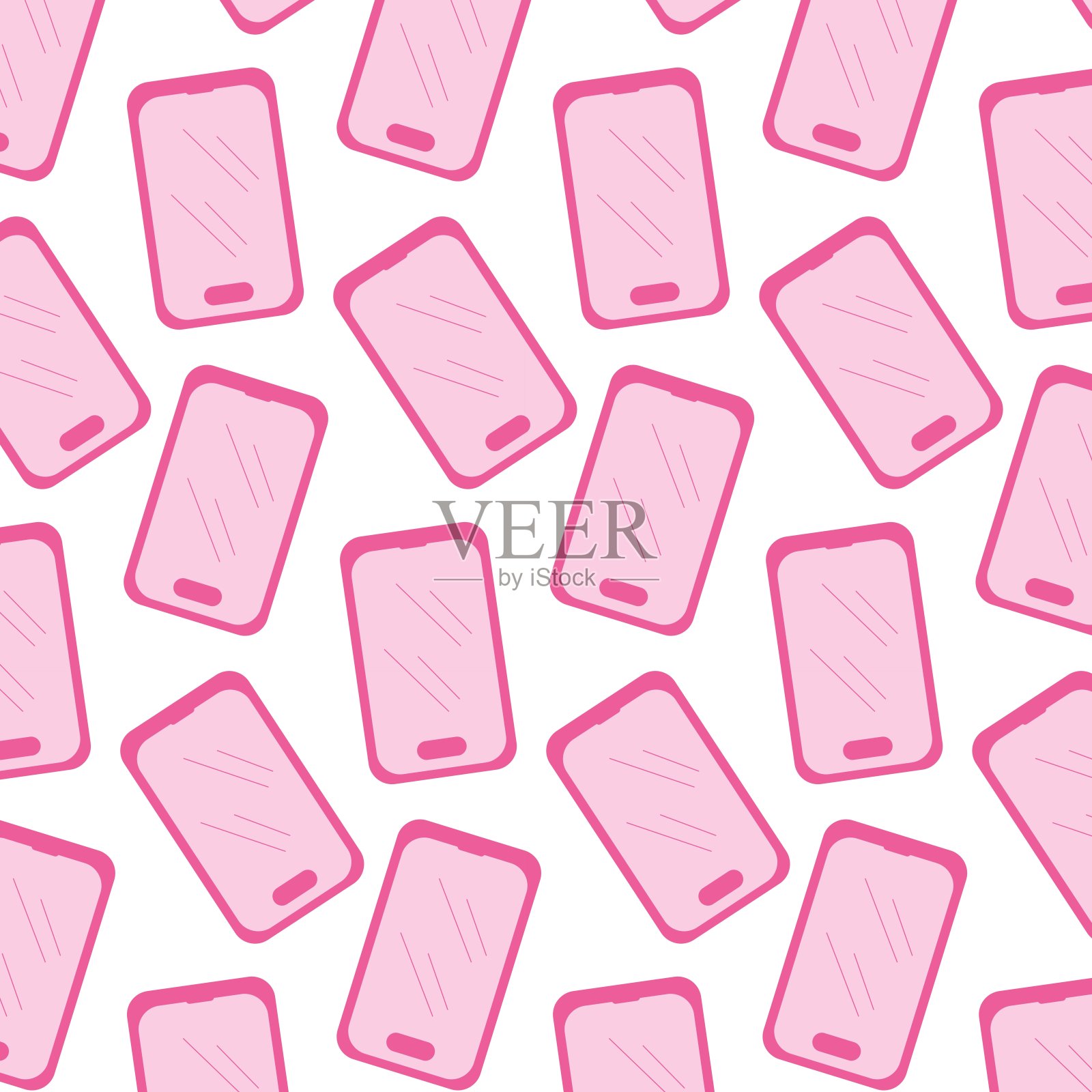 手机手机粉色娃娃女孩图案纺织品插画图片素材