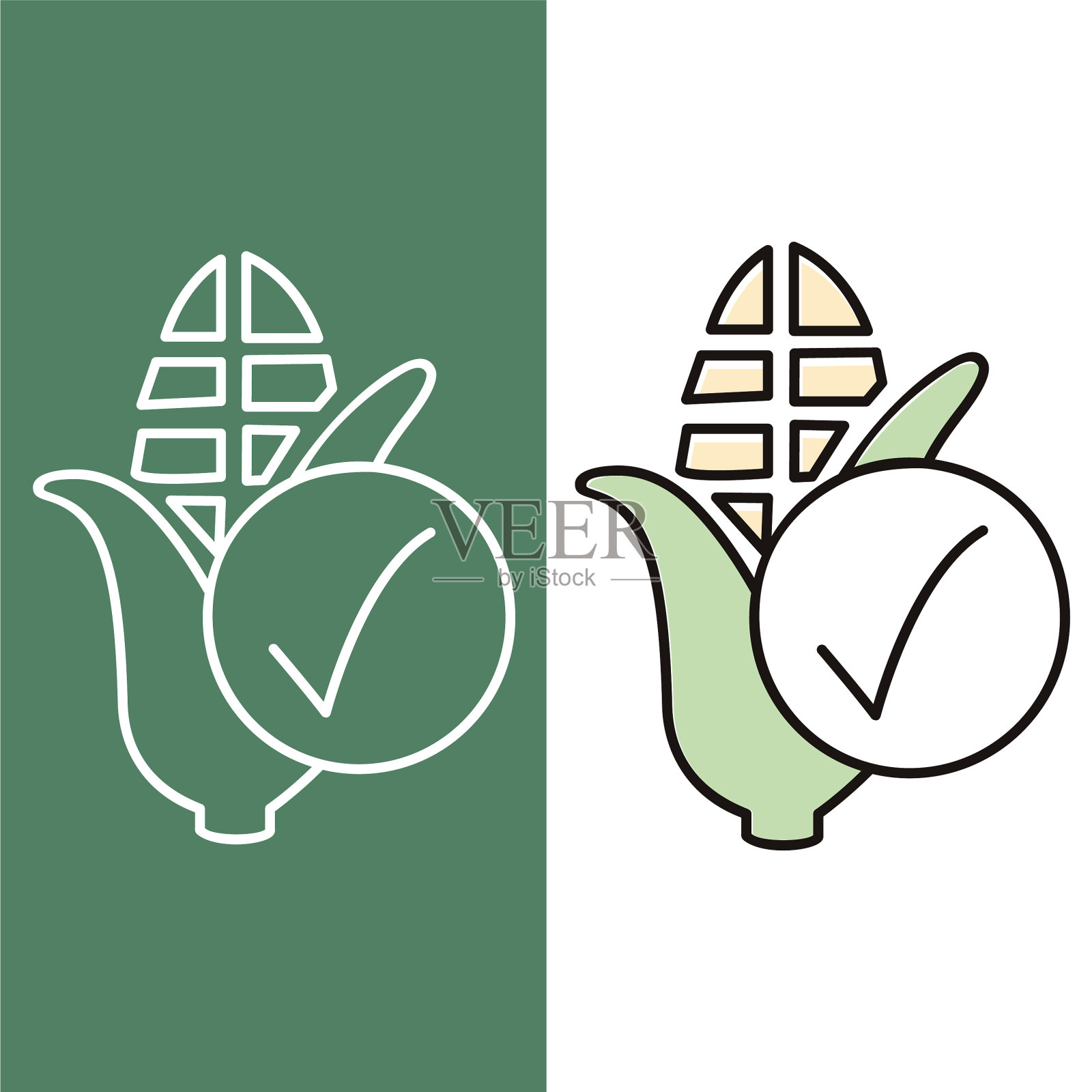 经批准的玉米天然蔬菜图标插画图片素材