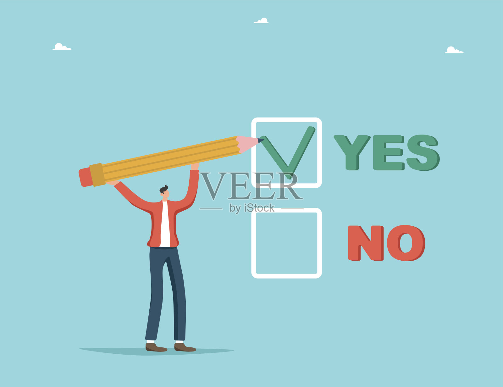 男人做出是或否的选择插画图片素材